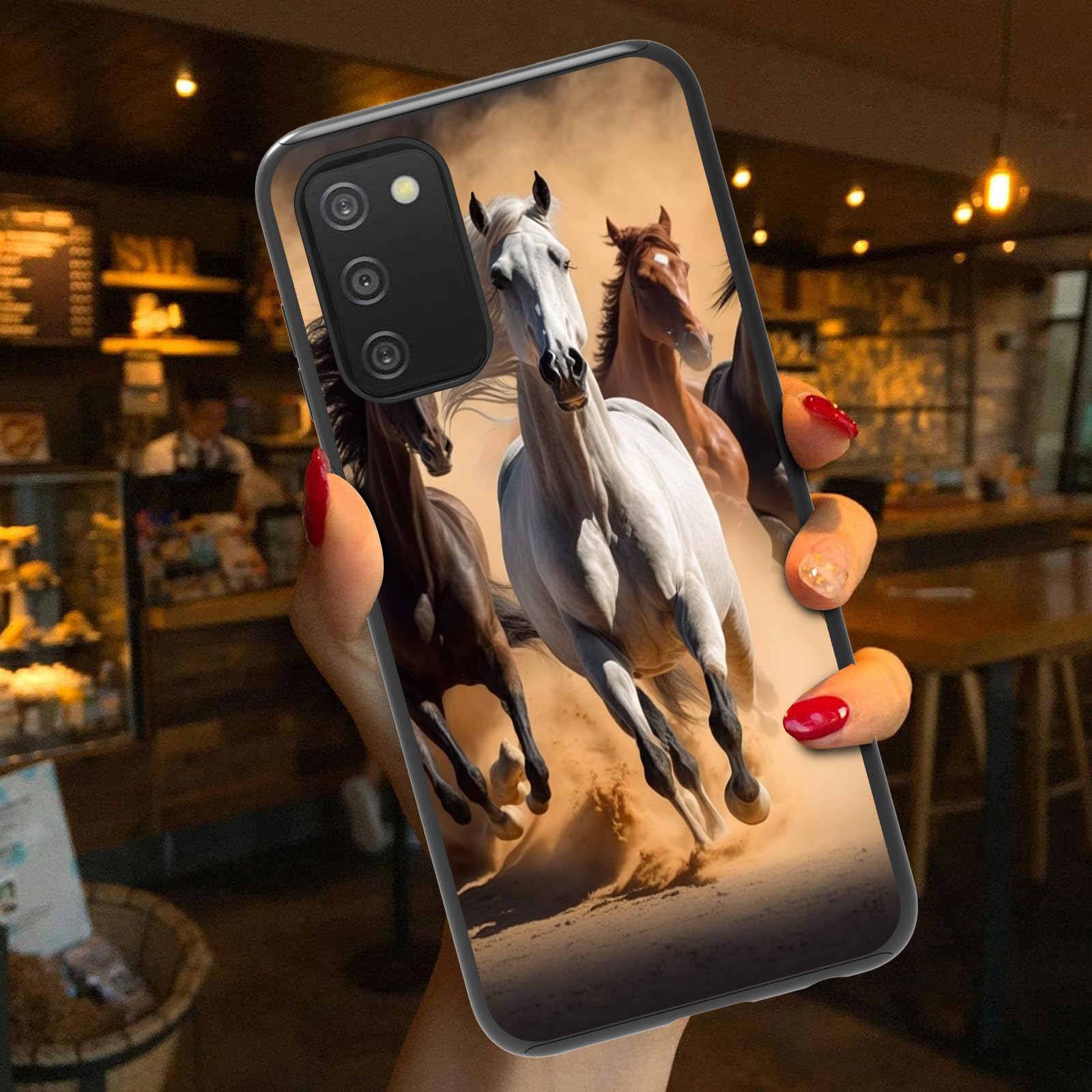 Shockproof Samsung Galaxy A03S Phone Case with Horses Design - Heavy Duty Dual Layer Leather Protective Cover for Men & Women (6.5 Inch) - Perfect for Outdoor Activities, Work & Daily Use