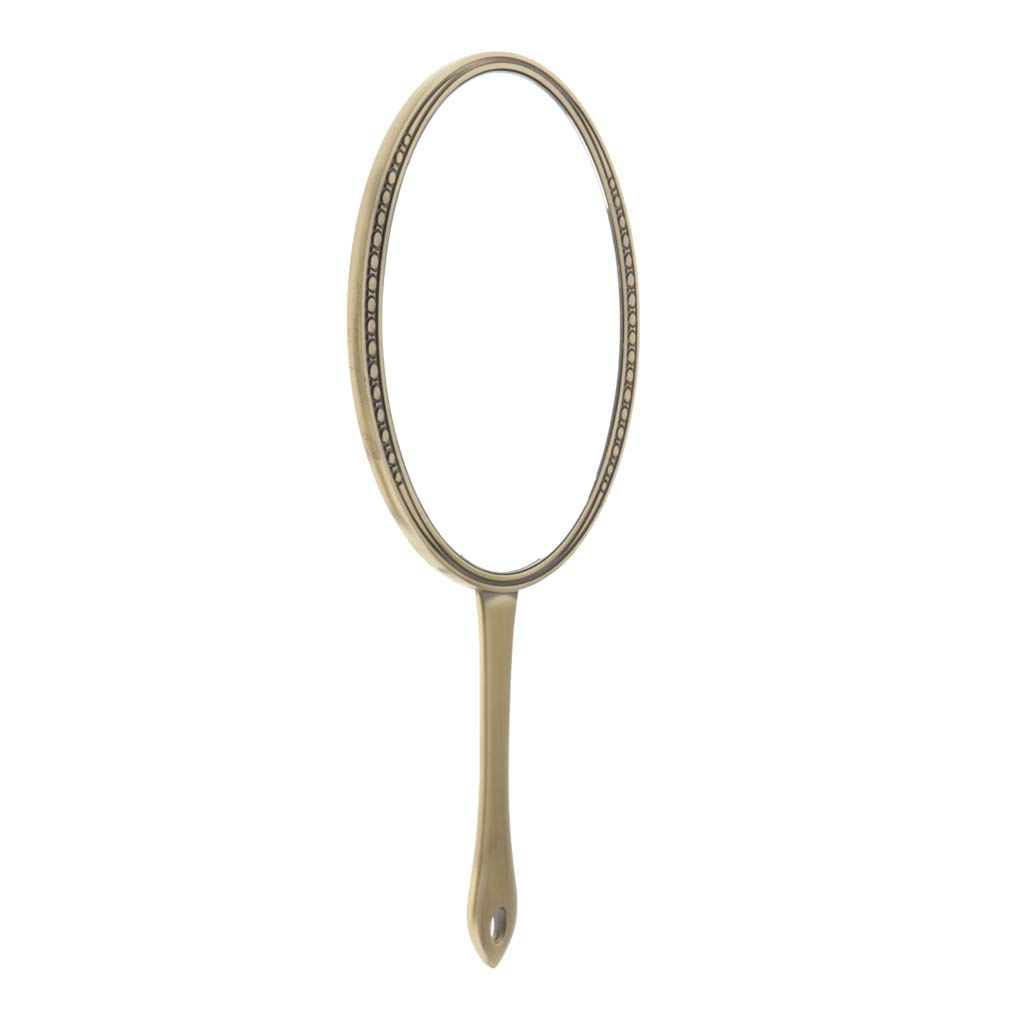 VMS INDIA 7-Inch Oval Handheld Makeup Mirror - Travel Compact Mirror with Bronze Frame for Vanity, Cosmetics & On-the-Go Touch Ups