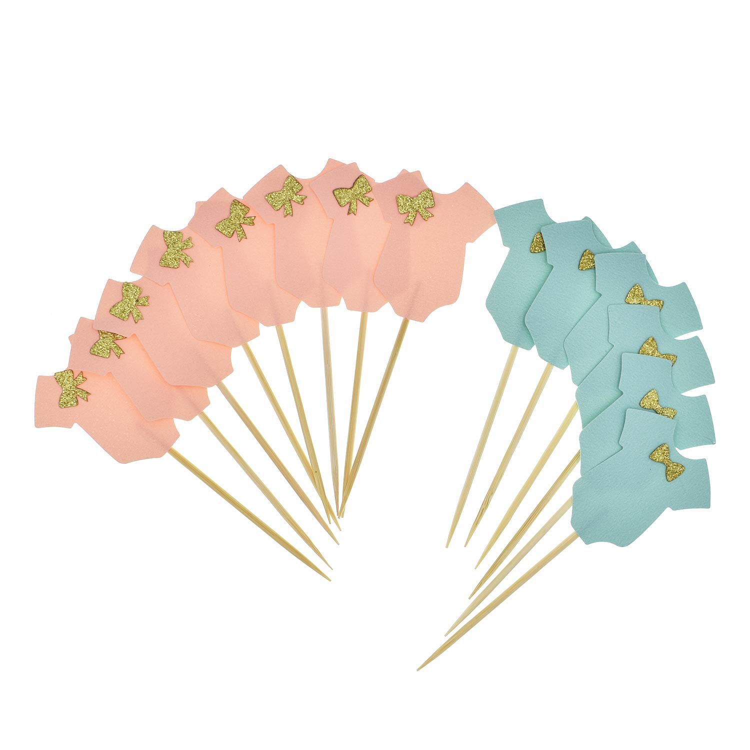 40 Pack Baby Jumpsuit Cake Toppers - Adorable Baby Shower Cupcake Decorations for Boy Birthday Parties, Gender Reveal & Newborn Celebrations - Perfect for DIY Desserts, Baby Showers and 1st Birthday Cakes