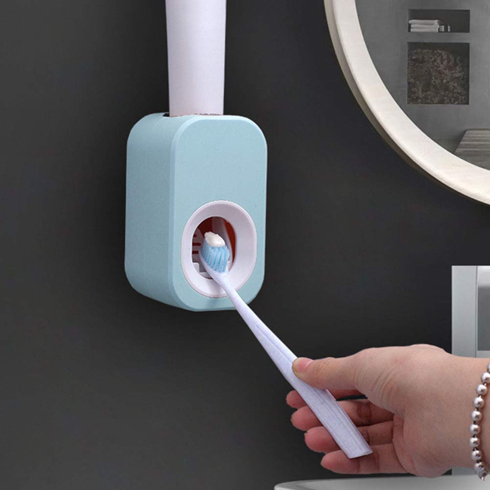 Wall Mounted Toothpaste Dispenser & Toothbrush Holder Set - Space Saving Bathroom Organizer with No Mess Squeeze Design, Pink (Perfect for Small Bathrooms, RVs, Dorm Rooms & Travel)
