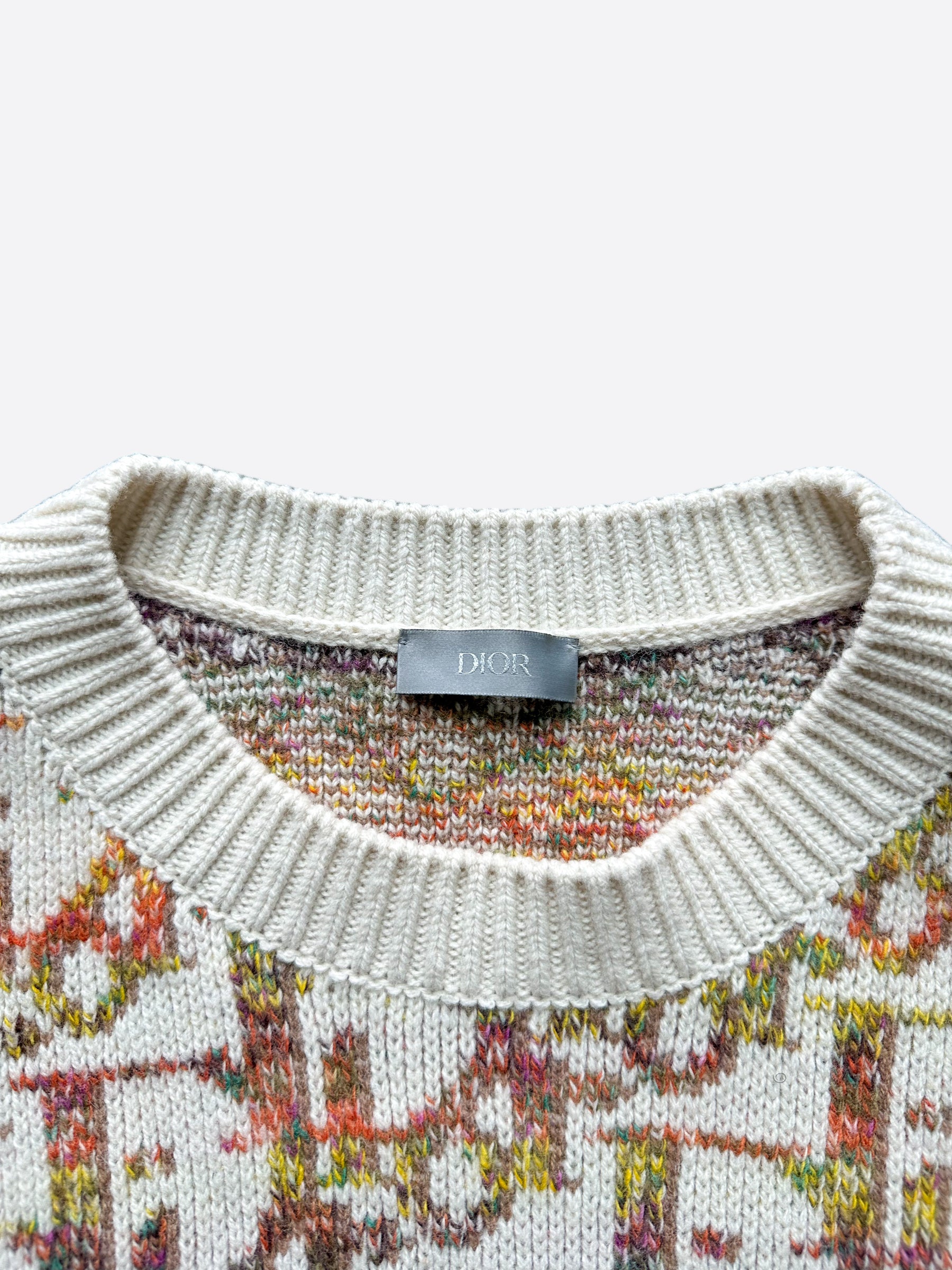 Dior Beige Oblique Wool Sweater for Women - Luxury Cashmere Knitwear, Elegant Crewneck Pullover for Fall & Winter Fashion, Office & Casual Outfits