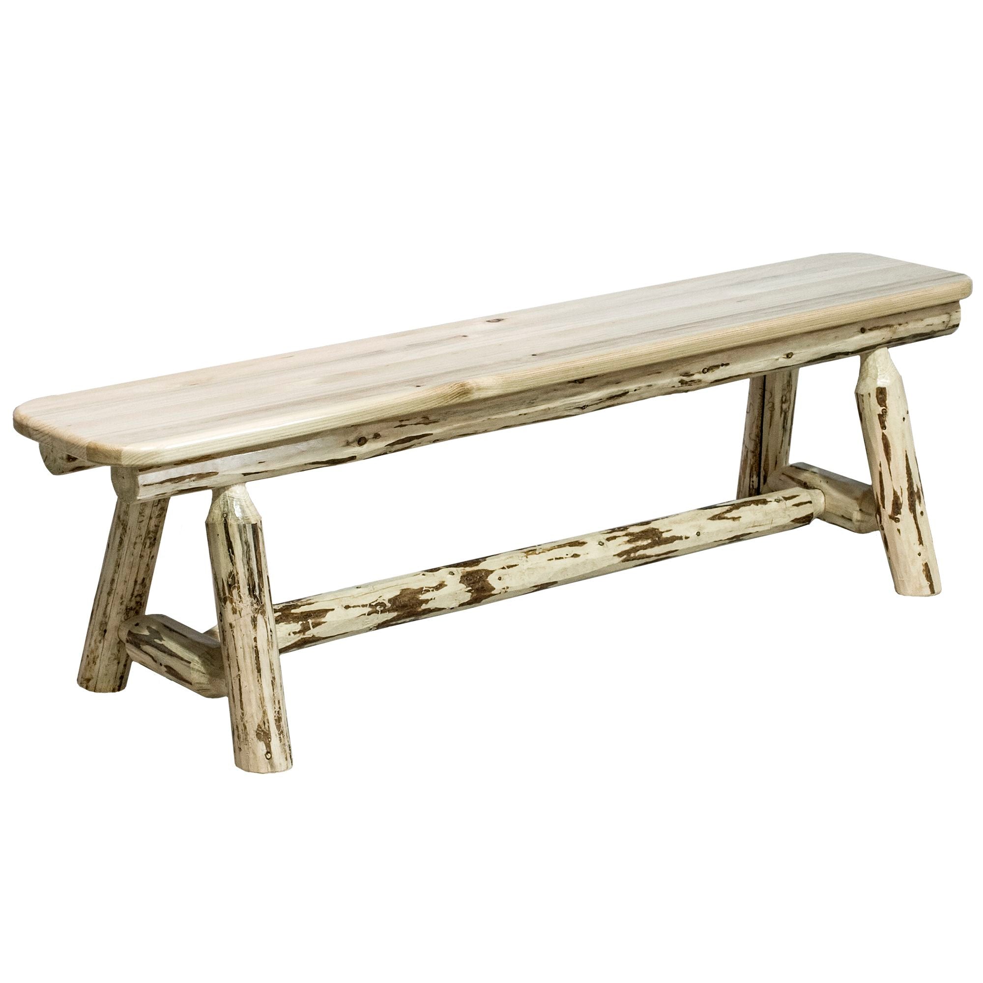 6 Foot Montana Plank Style Bench - Rustic Wooden Outdoor Bench for Patio, Garden, and Backyard Decor