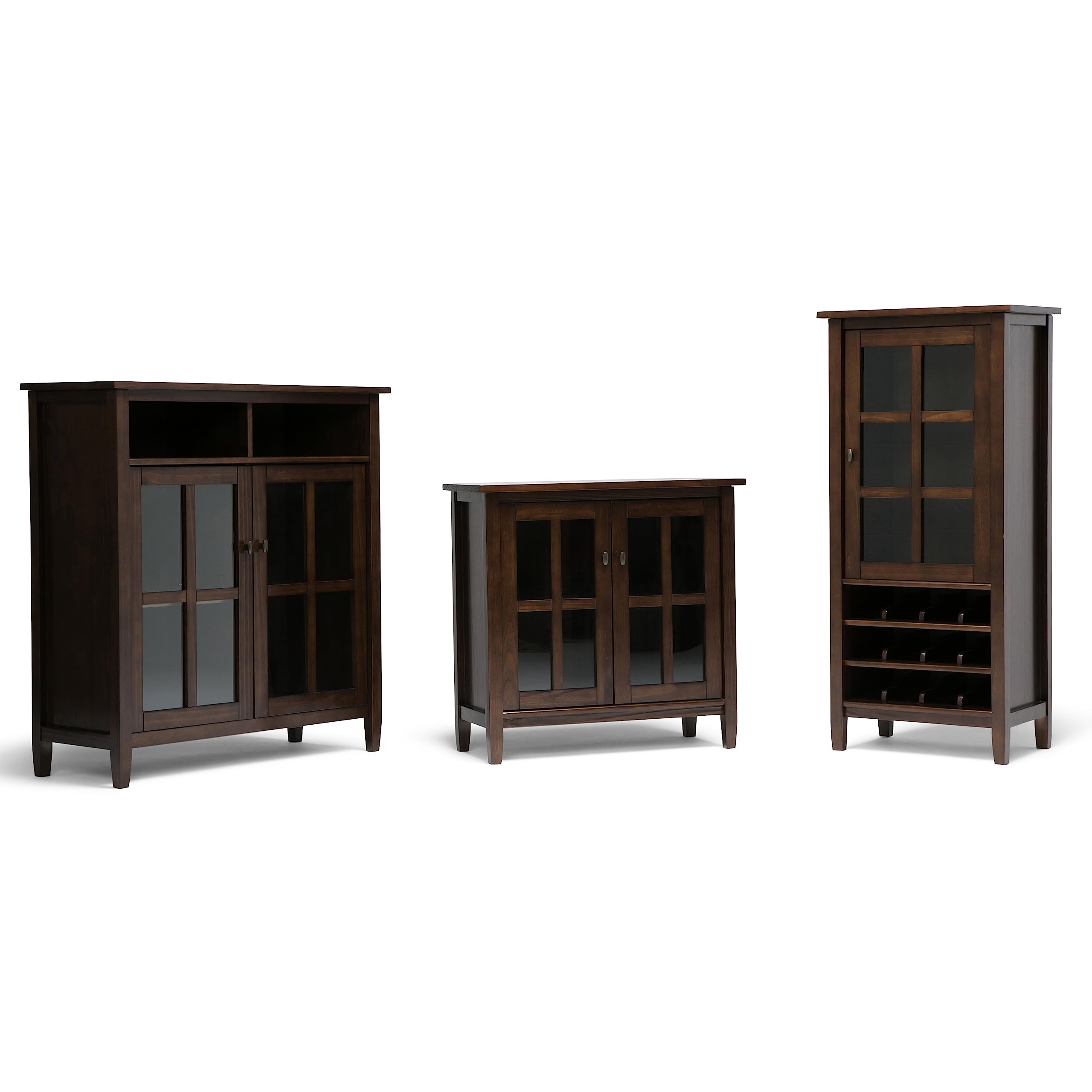 SIMPLIHOME 23 Inch Solid Wood Transitional Wine Rack - High Capacity Storage in Warm Tobacco Brown | Perfect for Living Room, Dining Room & Kitchen Decor | Ideal for Wine Bottle Organization & Stylish Home Display