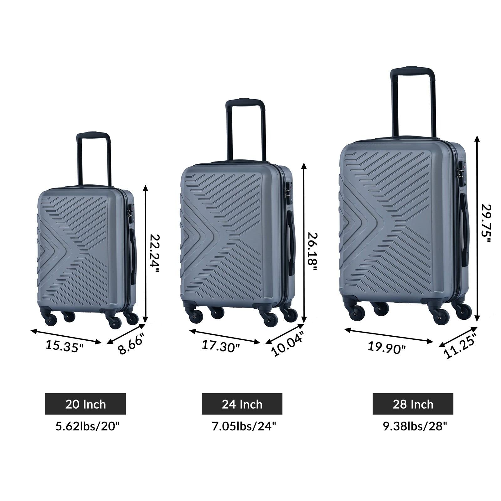 Expandable ABS Lightweight Hard-Shell Luggage Set with 360° Spinner Wheels & TSA Lock - Durable Suitcase for Travel, Business Trips & Family Vacations