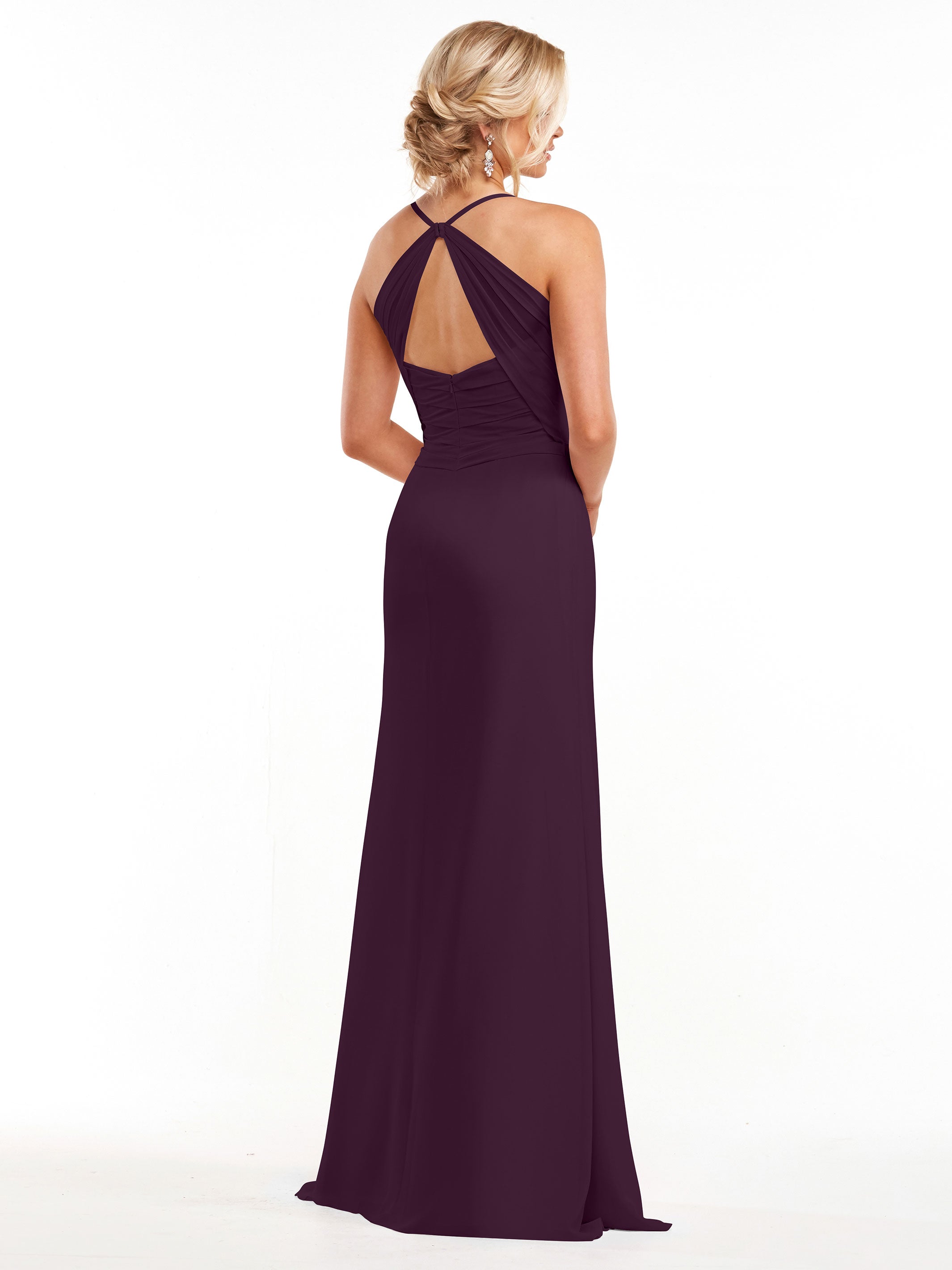 Elegant A-Line Chiffon Bridesmaid Dress with High Slit - Perfect for Weddings, Formal Events & Evening Parties