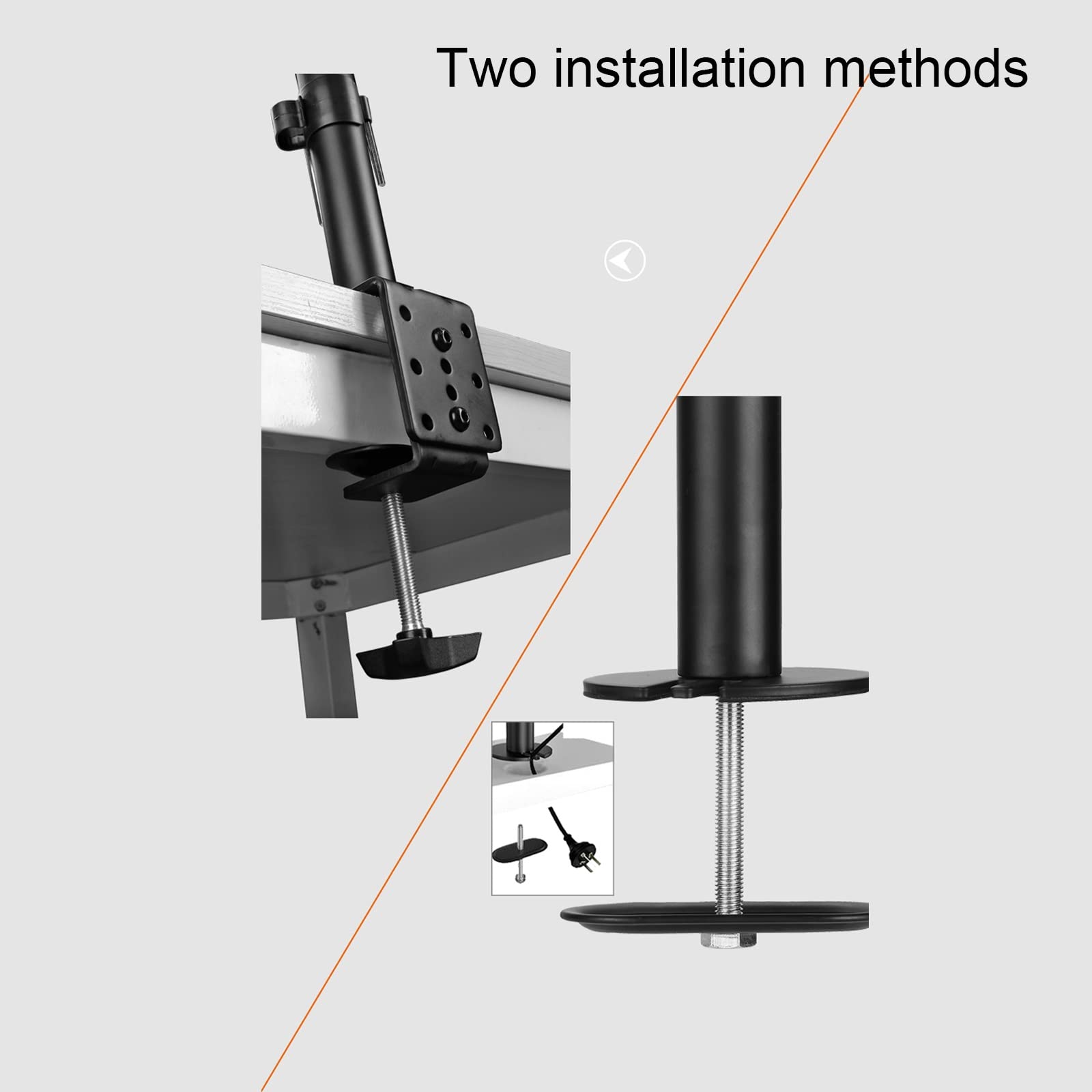 Universal TV Stand Monitor Mount - Adjustable Dual Monitor Stand for 15-27 Inch Screens, Heavy Duty C-Clamp & Perforated Base, Supports 2.2-22lbs per Arm - Perfect for Home Office, Gaming Setup & Workstation