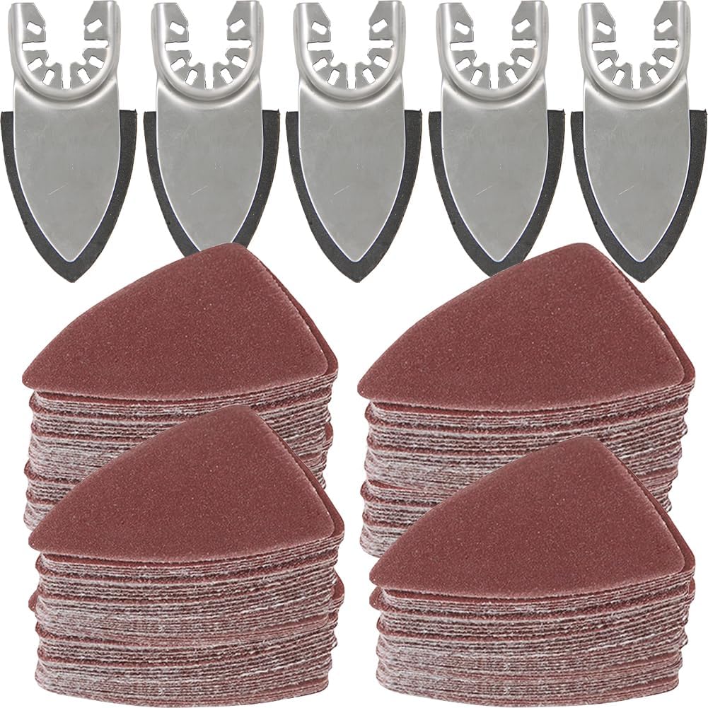 130Pcs Oscillating Tool Sanding Kit with 5 Finger Sanding Pads & 125 Sandpaper Sheets - 60/80/120/180/240 Grits Hook & Loop for Wood, Metal, Plaster Surface Polishing - Perfect for DIY Home Renovation, Furniture Refinishing and Craft Projects