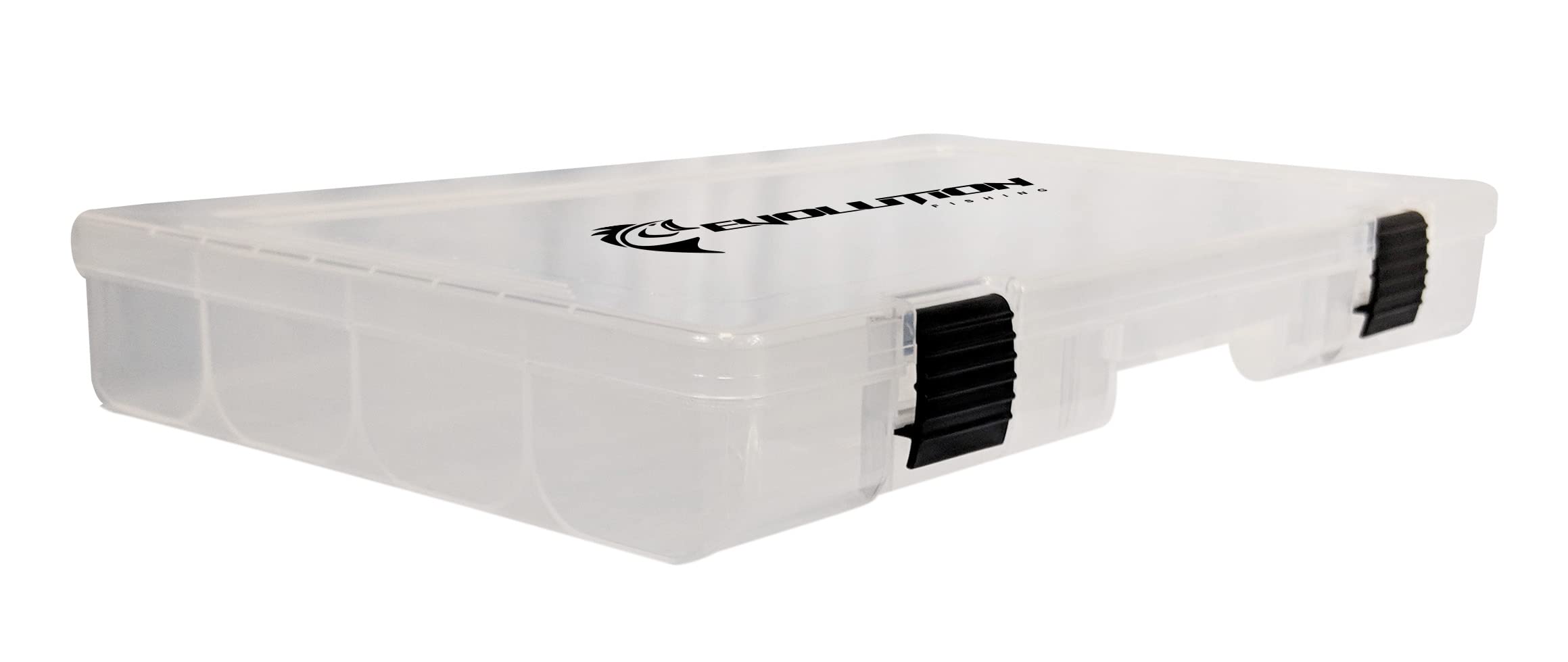 Evolution Outdoor 3700 Clear Fishing Tackle Tray Box with 6 Removable Compartments - Waterproof Lure Storage Organizer for Bass Trout Saltwater Fishing Gear - Perfect for Boat Kayak Shore Fishing Accessories