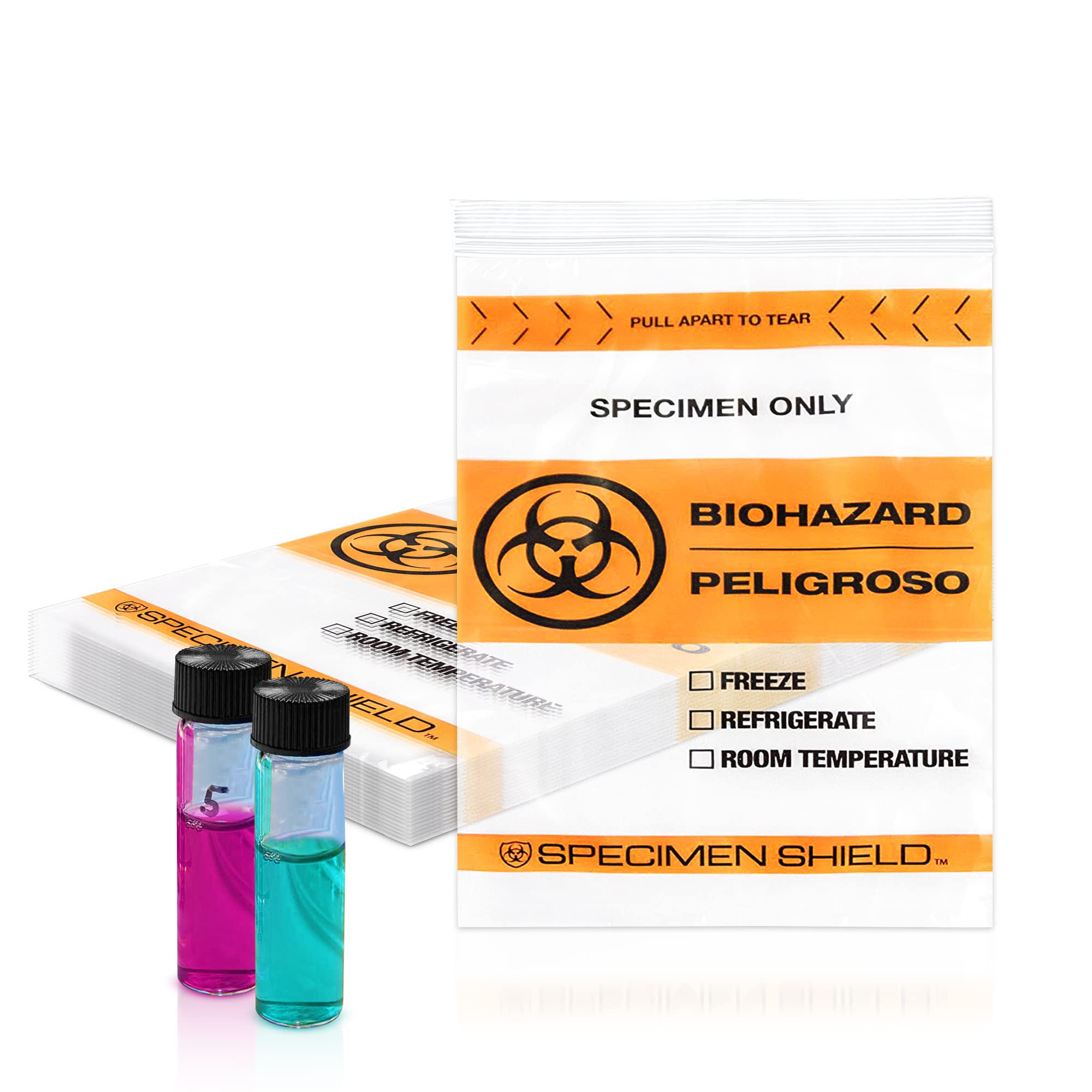PUREVACY 12x15 Biohazard Bags - Pack of 500 Black & Orange Specimen Bags with Zipper Seal | 3-Wall Tear Resistant | 2 mil Thickness | Ideal for Medical Waste, Laboratory Samples, Hospital Transport & Secure Shipping
