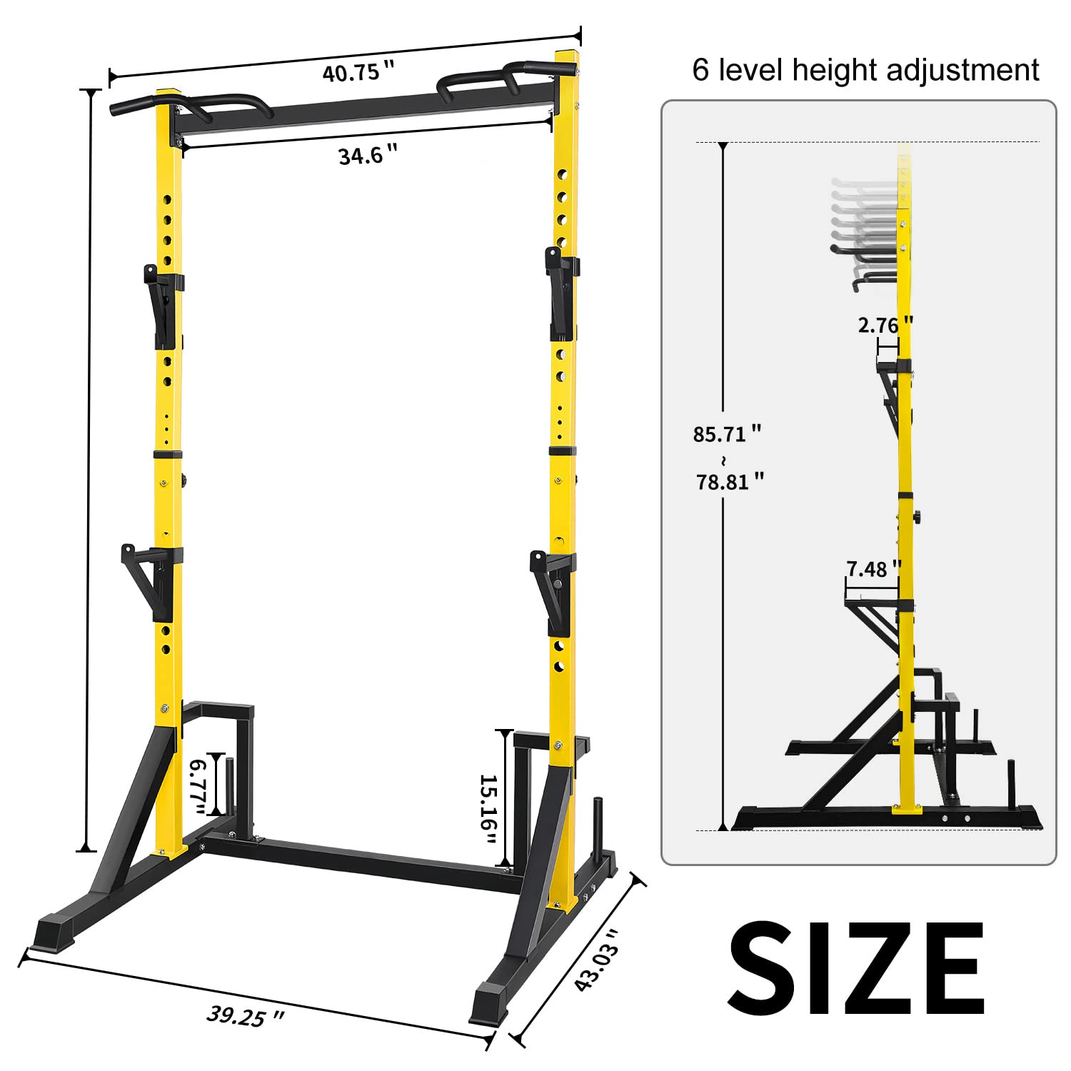 CANPA Heavy Duty Power Rack with Pull-Up Bar - 1000LB Capacity Adjustable Squat Stand for Home Gym - Power Cage for Weight Lifting, Strength Training & CrossFit Workouts - Perfect for Garage & Basement Gym Setup