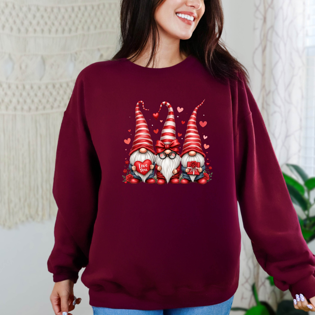 Valentine Gnome Graphic Sweatshirt - Cute Holiday Pullover for Women | Perfect for Valentine's Day Gifts & Cozy Winter Outfits