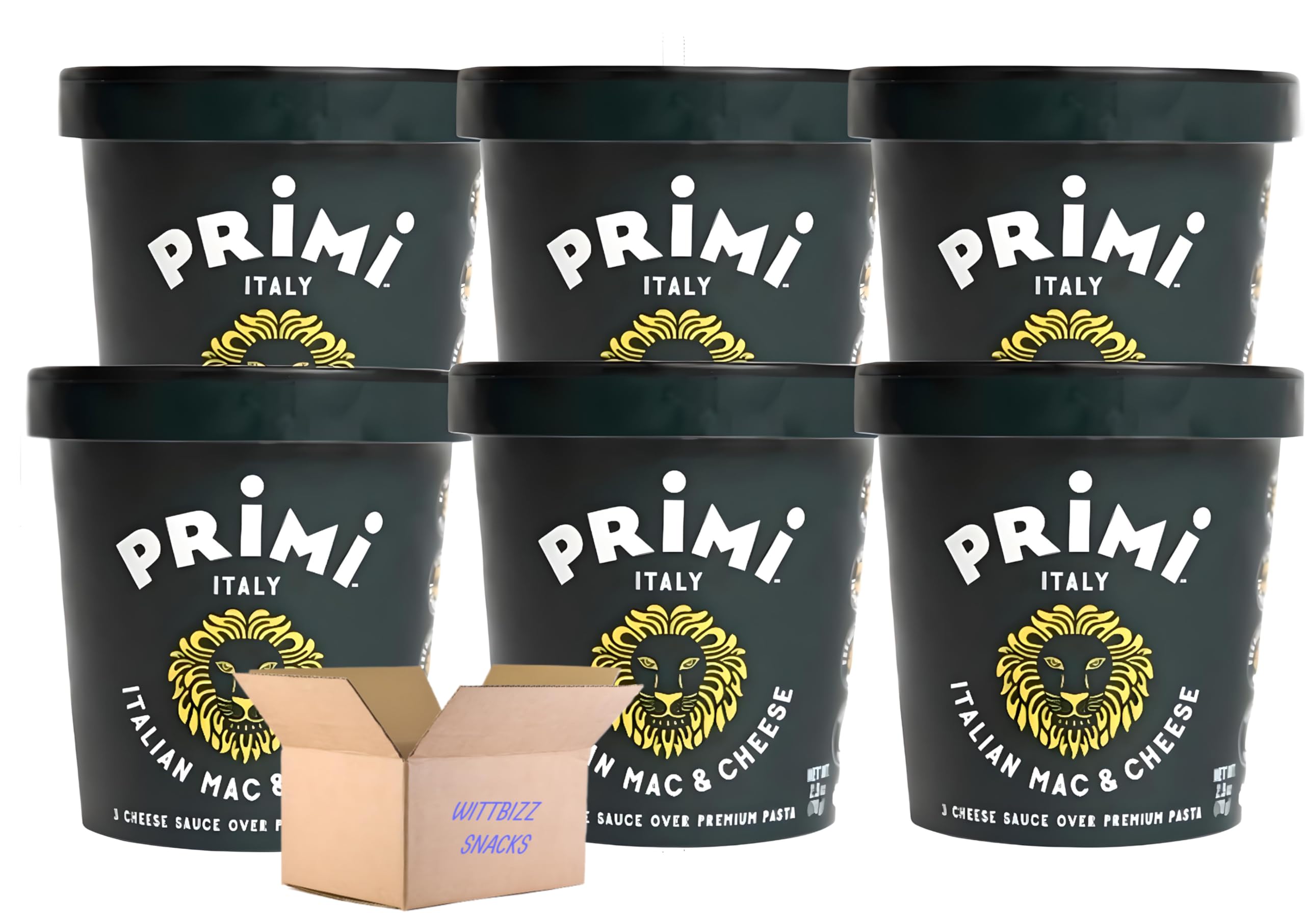Wittbizz Snacks Bundles Primi Italy Instant Pasta - Italian Mac & Cheese, 2.5oz (6 Pack) | Quick & Easy Meal for Office Lunch, College Dorm, or Camping Trips