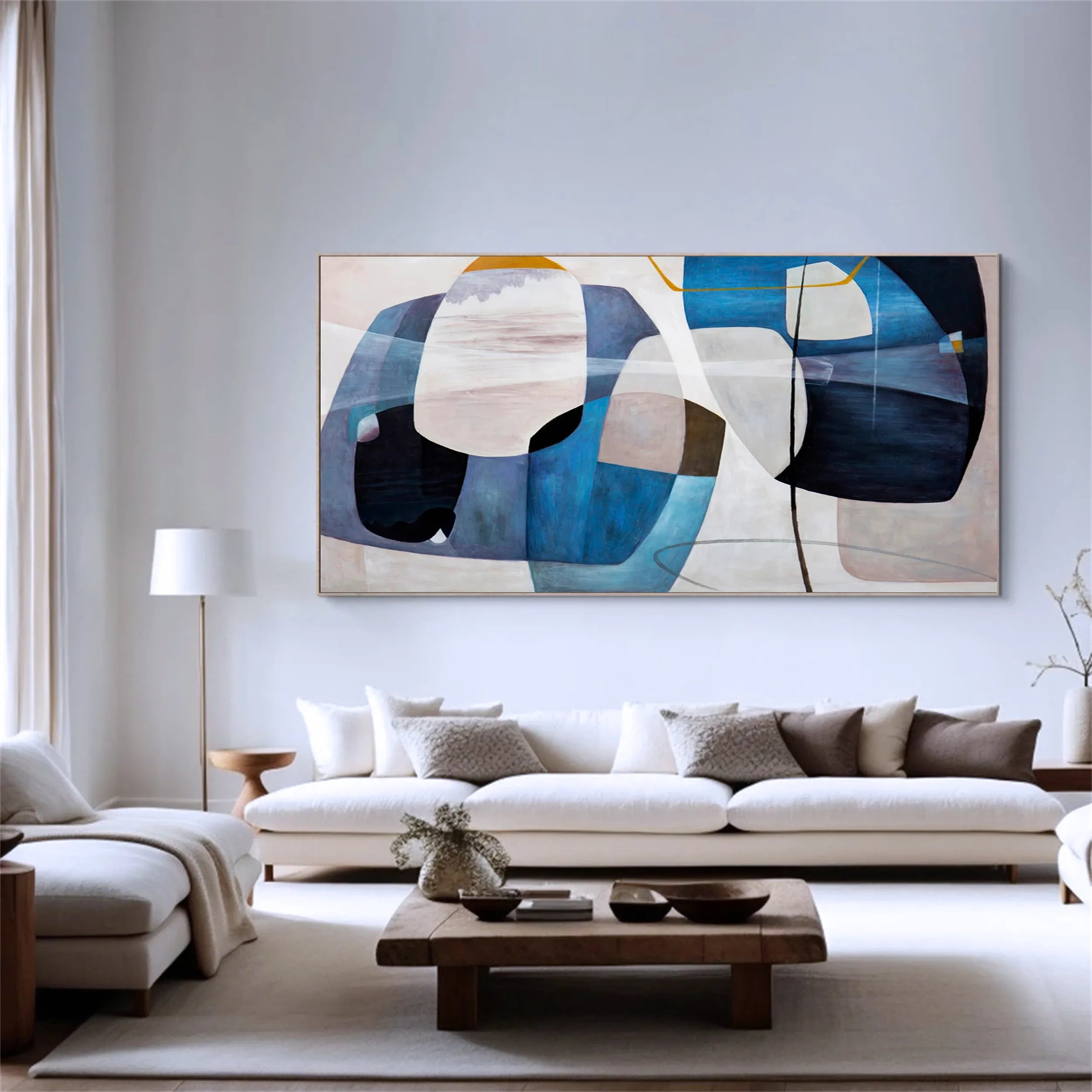Abstract Blue & Green Canvas Wall Art Set of 2 - Modern Home Decor for Living Room, Bedroom & Office | BG077