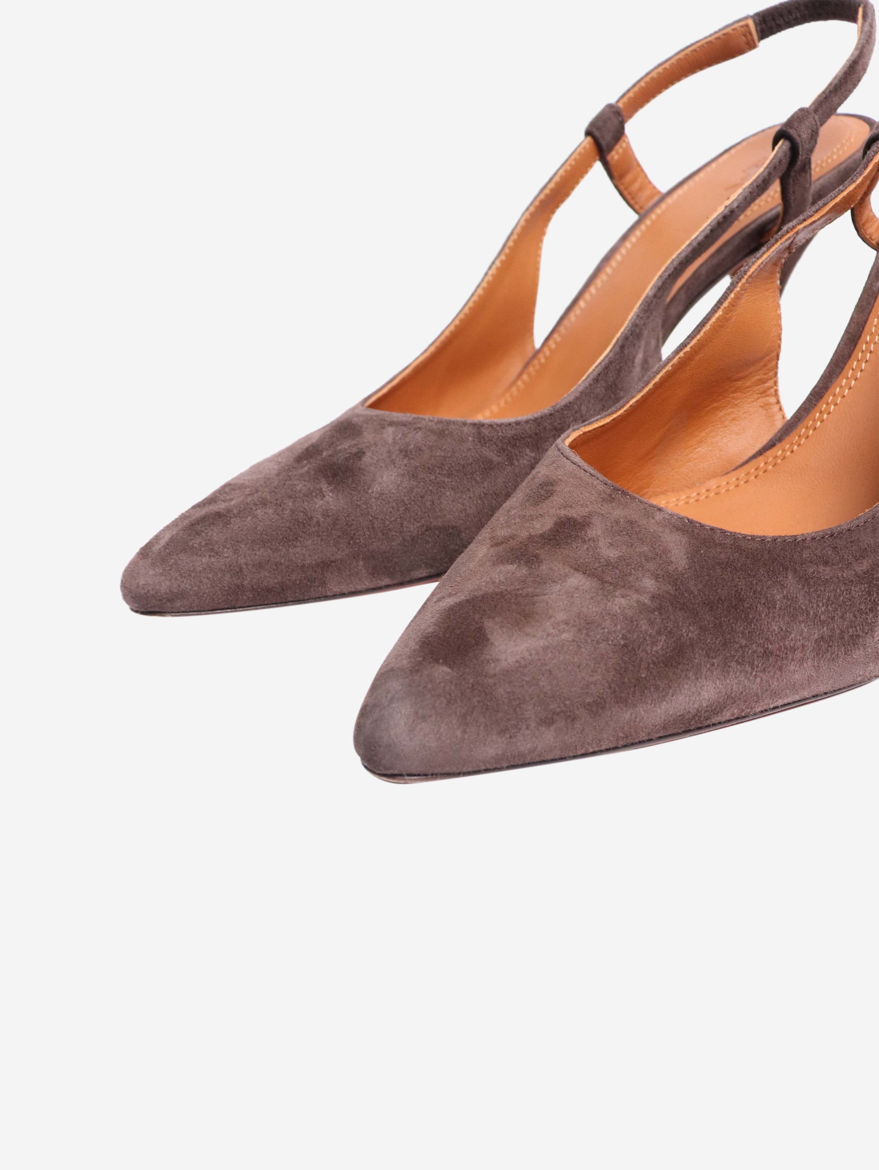 Stylish Brown Suede Slingback Pumps Women's Size EU 39 (US 8.5) - Comfortable Heels for Office, Party & Special Occasions