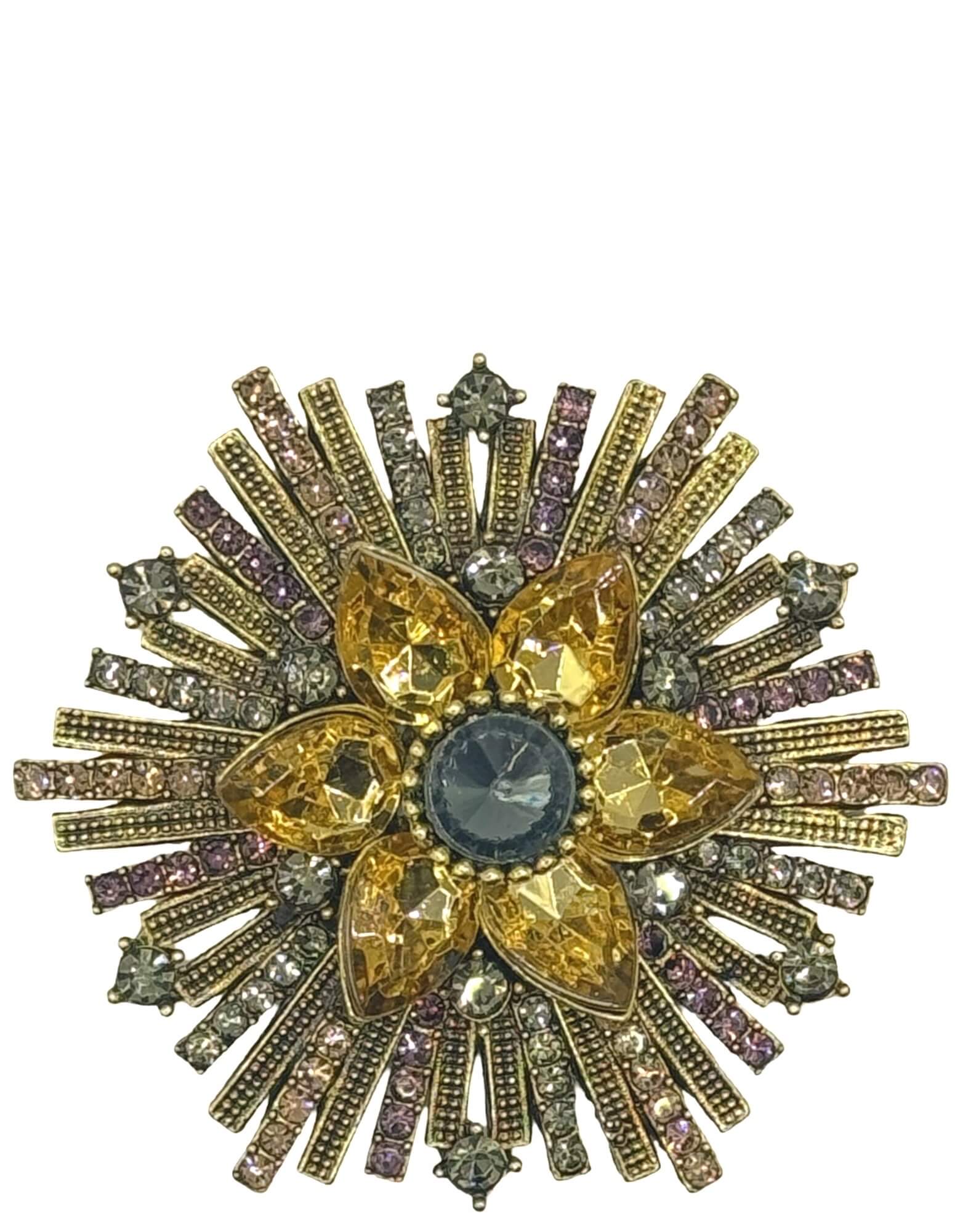 DÉCLIC Deco Flower Pin - Gold Plated Hair Clip for Women, Elegant Floral Hair Accessories for Weddings, Parties & Everyday Wear