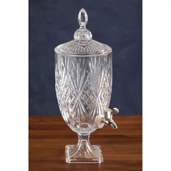 Beaufort Crystal Glass Beverage Dispenser with Spigot - Elegant Party Drink Dispenser for Lemonade, Iced Tea, and Cocktails