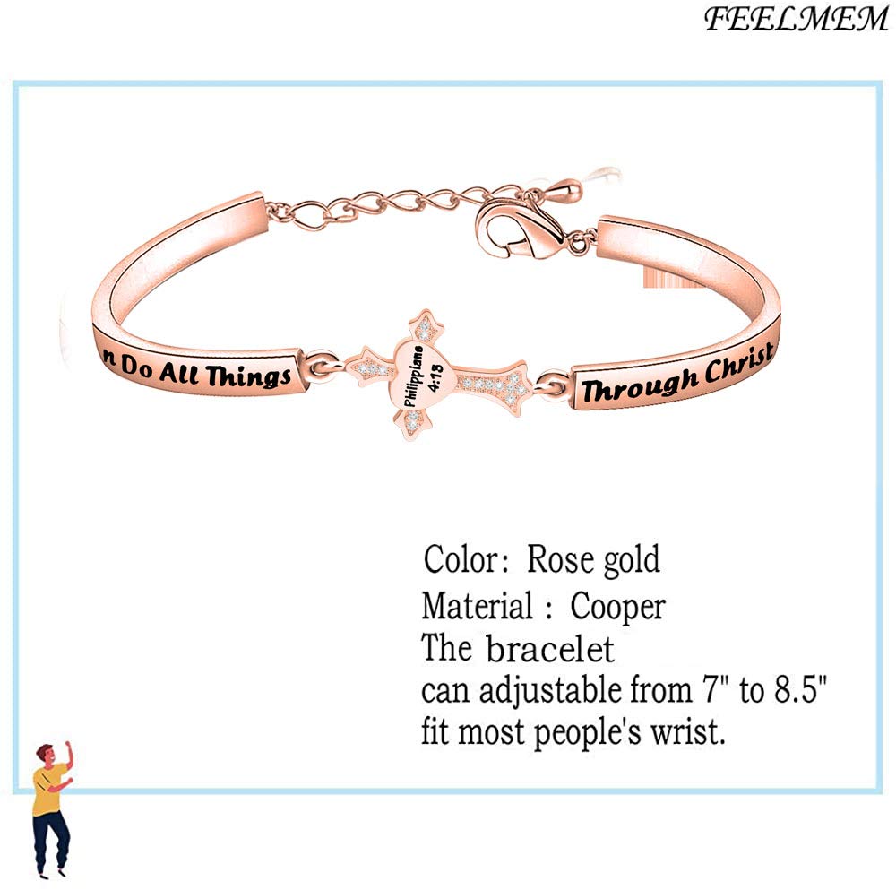 Philippians 4:13 Christian Bracelet - I Can Do All Things Cross Charm for Women | Faith Jewelry & Gifts