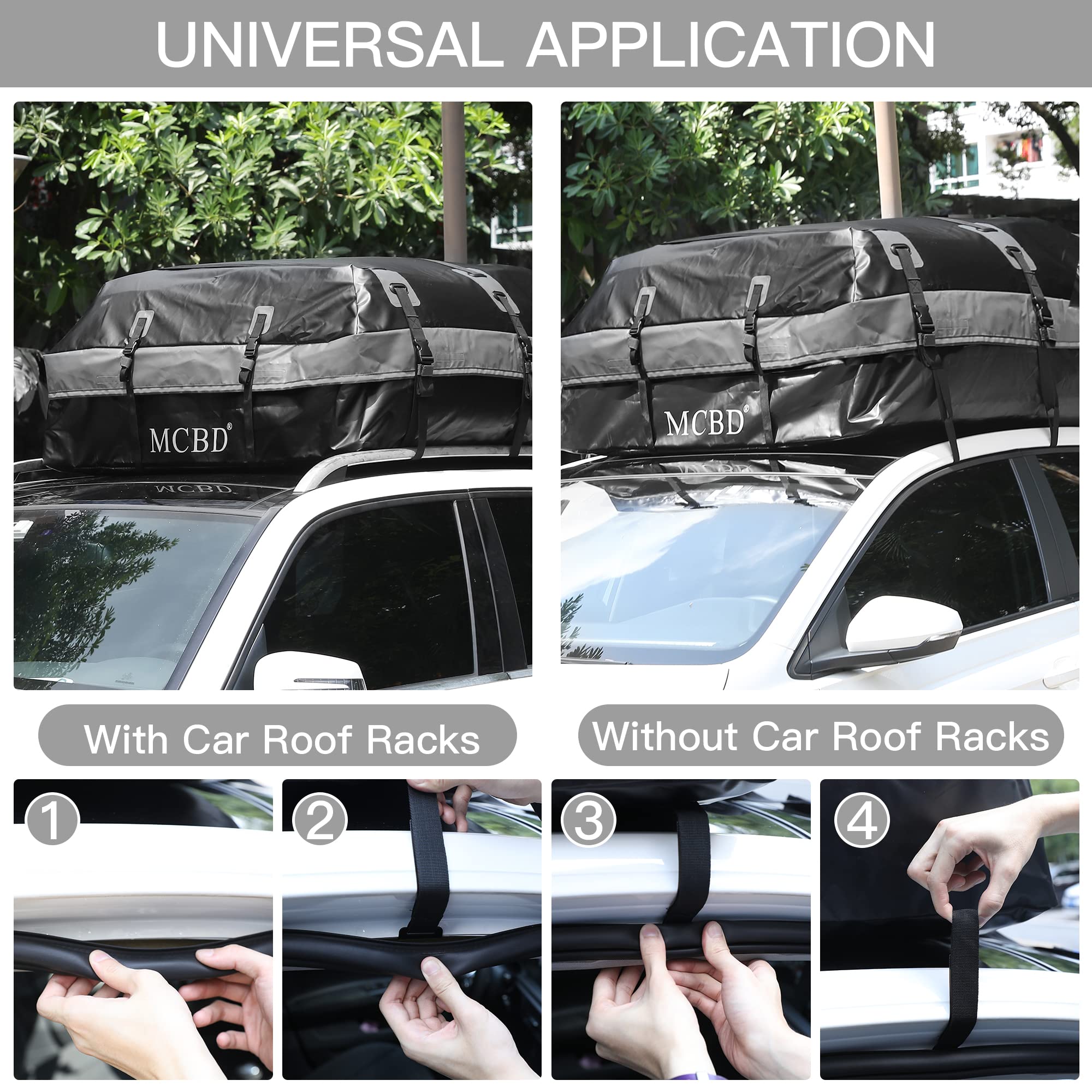26 Cubic Feet Waterproof Rooftop Cargo Carrier - Universal Soft-Shell Roof Bag for SUVs & Vehicles with/without Rails | Includes 10 Reinforced Straps, 6 Door Hooks, Storage Bag & Anti-Slip Mat | Perfect for Road Trips, Camping Gear & Extra Luggage Storage