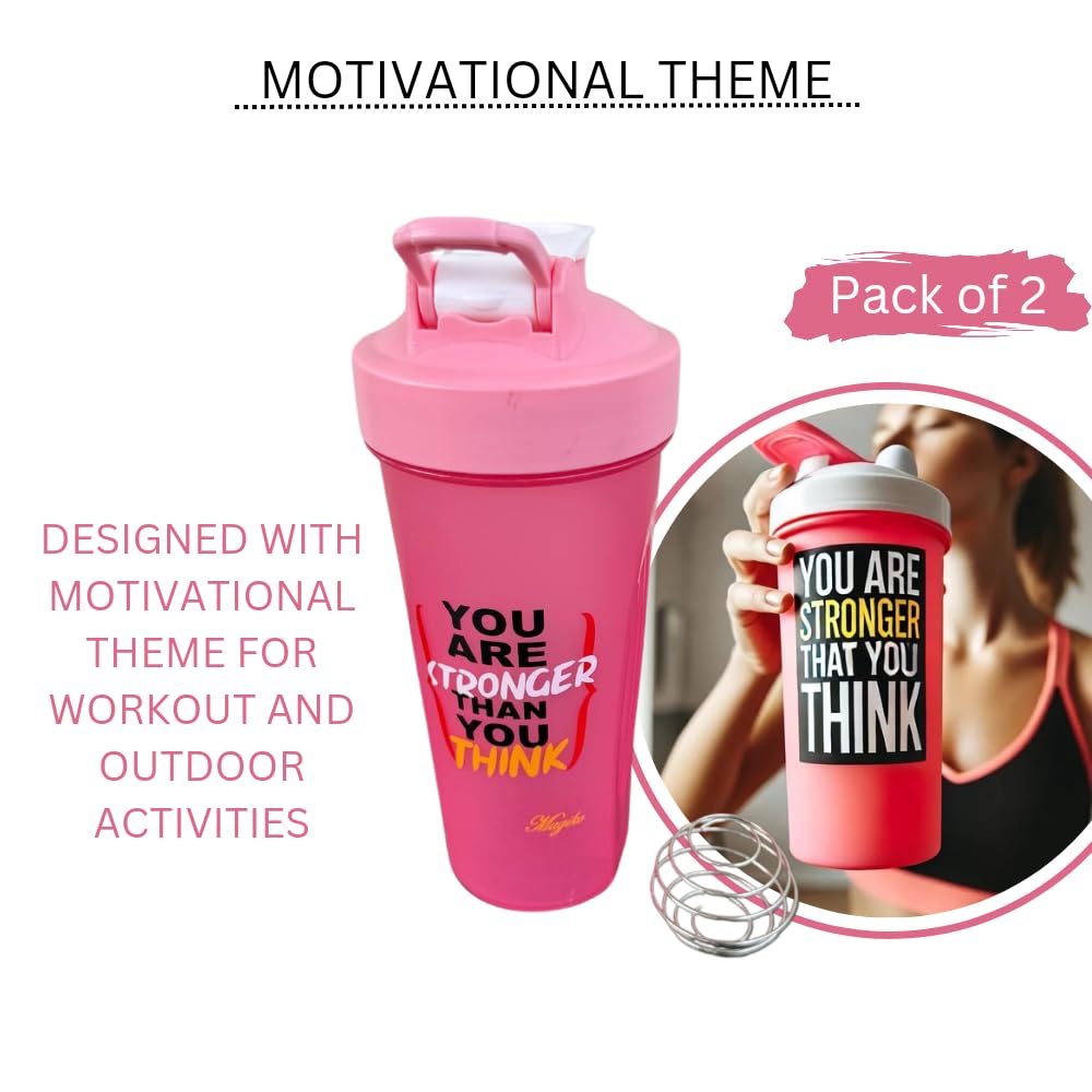 **28oz Magiko Blender Shaker Bottle - BPA-Free Leakproof Protein Shaker for Gym, Workout & Outdoor - Portable Pre-Workout Nutrition Water Bottle - Motivational Design (White/Pink) - Perfect for Smoothies, Protein Shakes & Post-Workout Hydration**