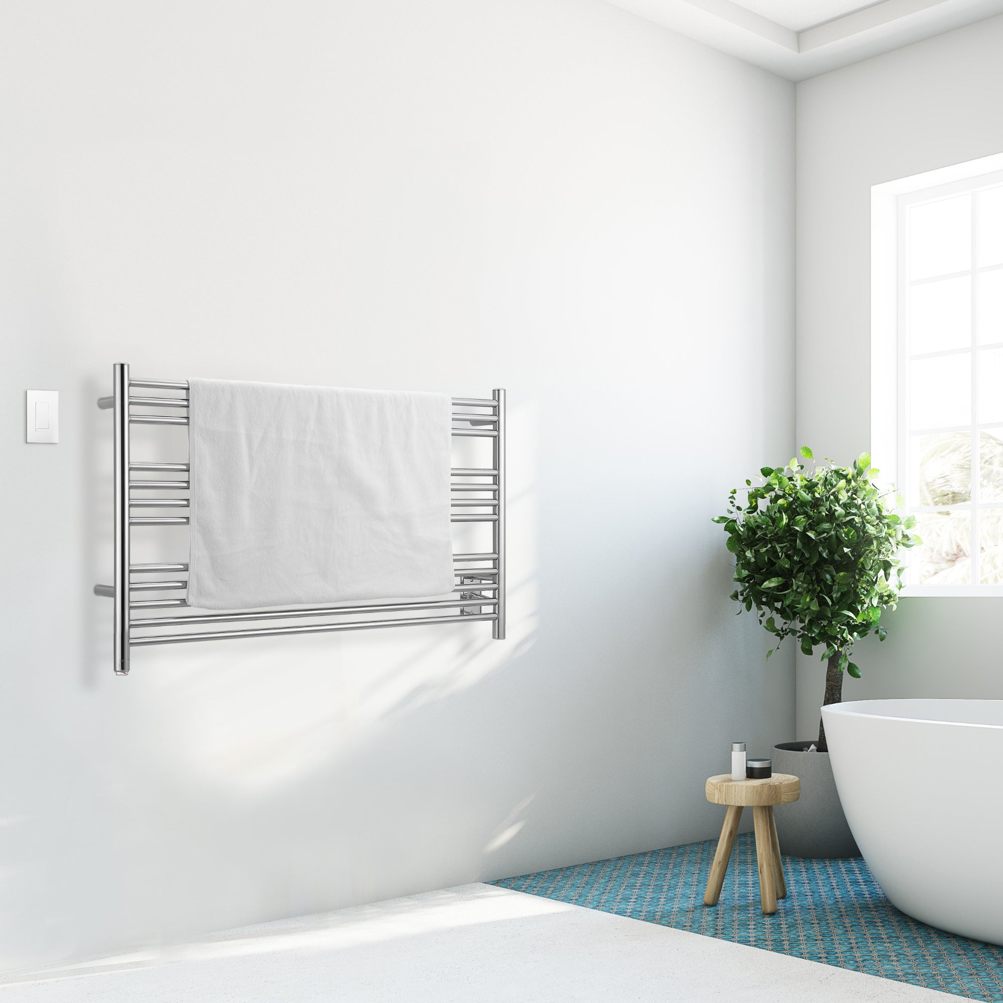 Ancona Amplia Dual 12 Bar Hardwired & Plug-in Chrome Towel Warmer with WiFi Timer - Perfect for Bathrooms, Spas & Luxury Homes