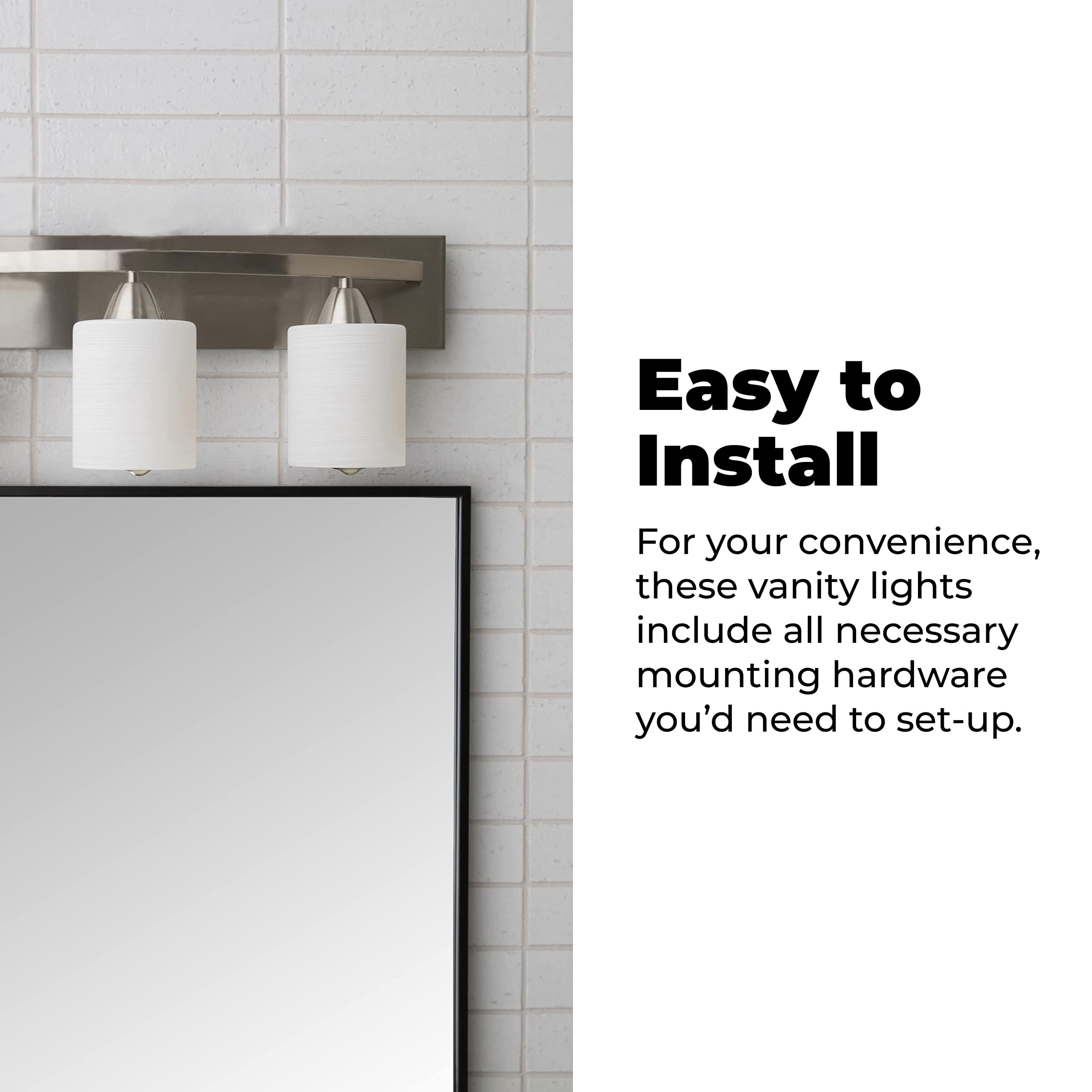 Modern Bathroom Vanity Light Bar - Brushed Nickel 3-Light for Mirror Lighting