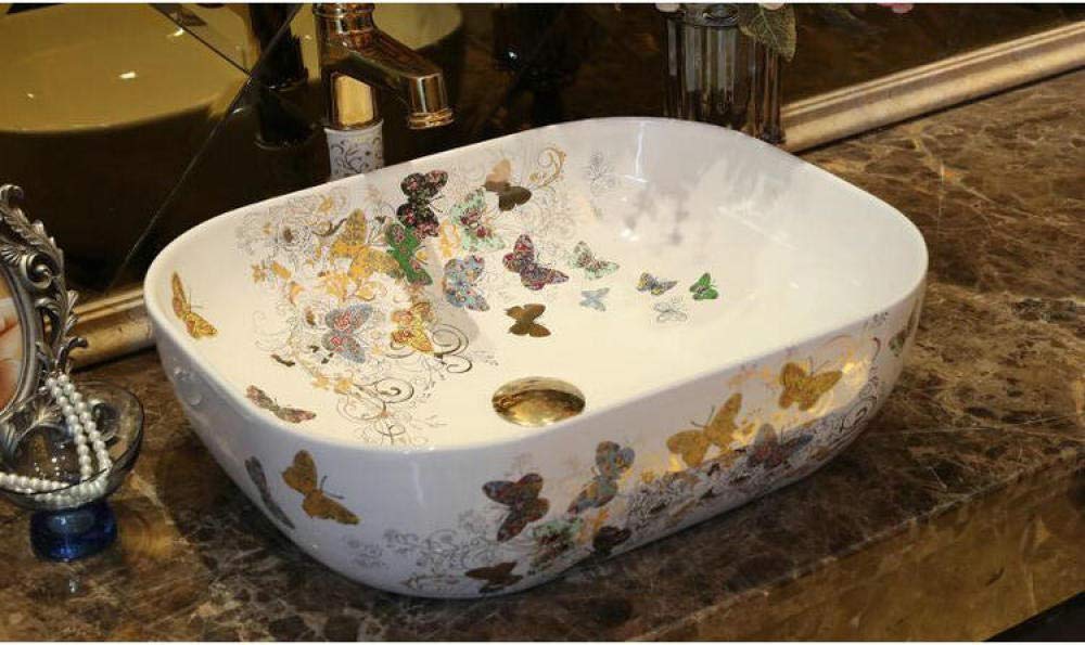 Handmade Porcelain Rectangular Vessel Sink - Artistic Ceramic Bathroom Basin for Modern Vanity | Perfect for Powder Rooms, Master Baths & Luxury Home Decor