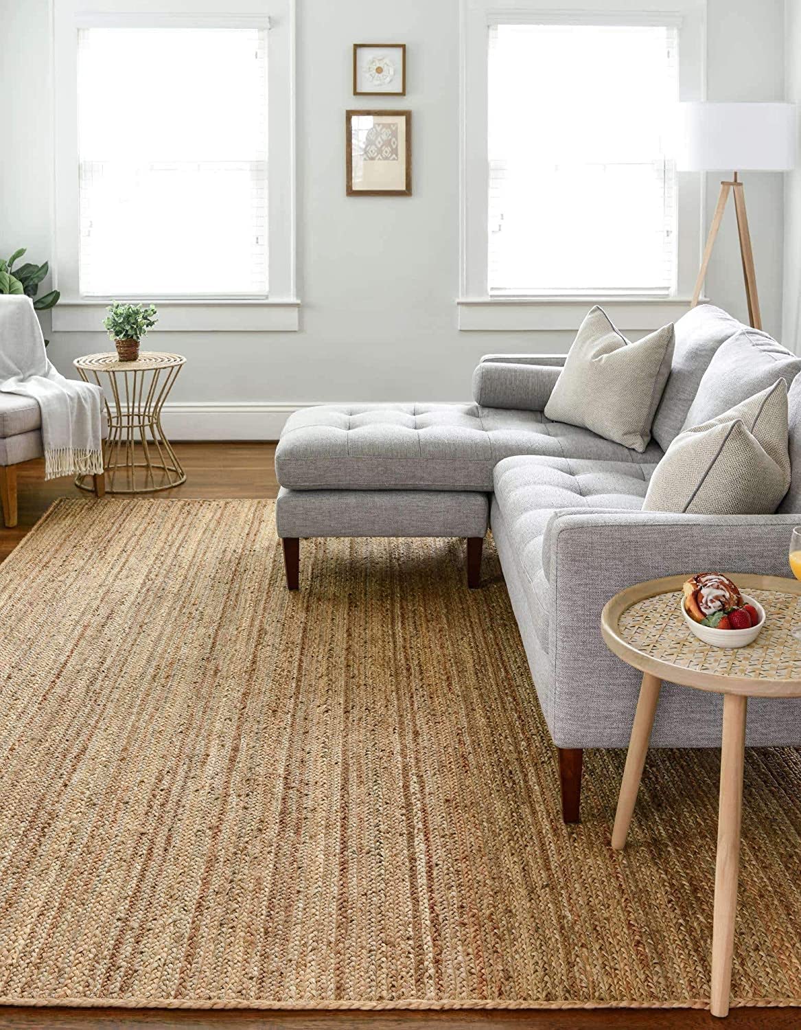 FRELISH DECOR Handwoven Jute Area Rug 10x13 ft - Natural Eco-Friendly Braided Reversible Rug - Rustic Vintage Beige Floor Mat for Bedroom, Living Room, Kitchen & Farmhouse Decor - Perfect for Cozy Home, Boho Chic Style & Sustainable Interior Design
