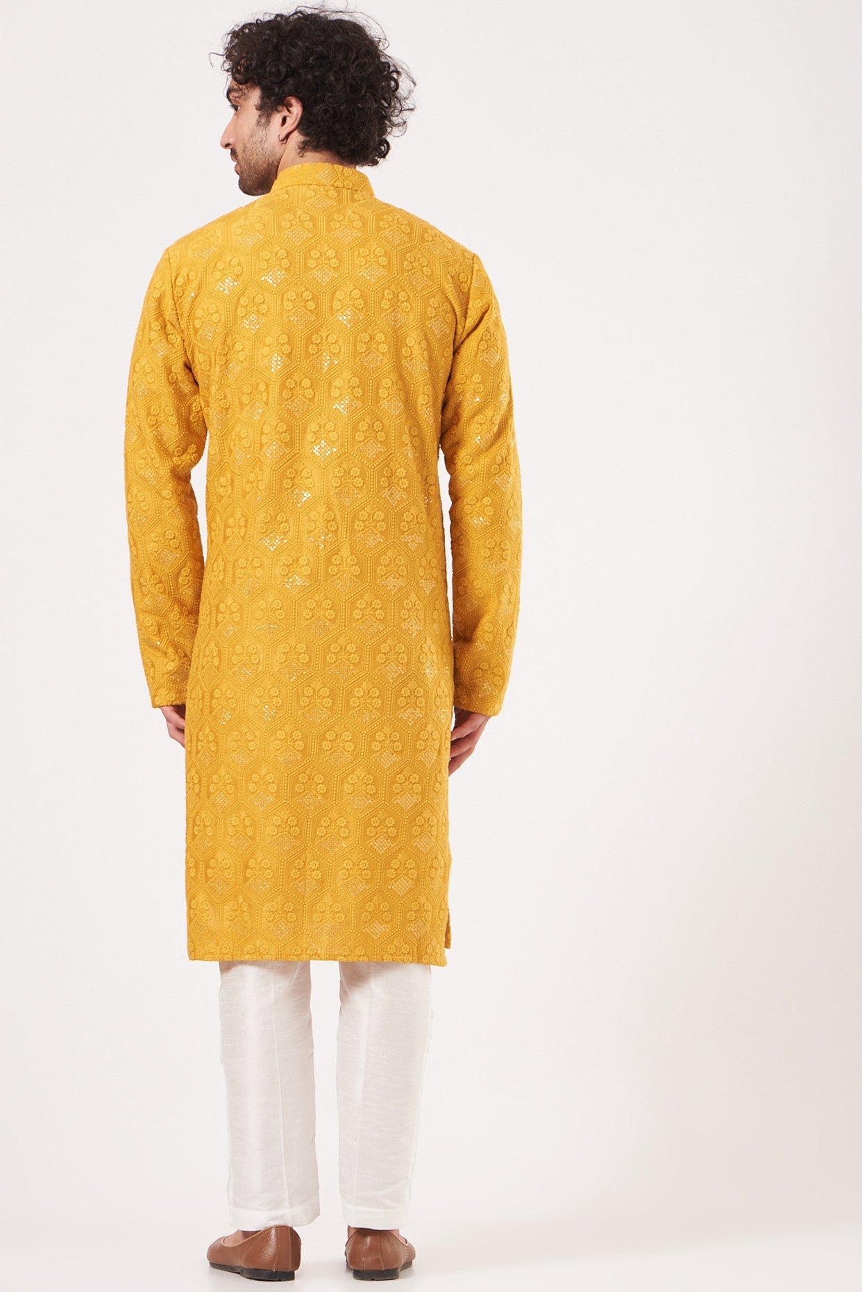 Mustard Yellow Embroidered Kurta for Women - Traditional Indian Tunic Top for Casual Wear & Festive Occasions