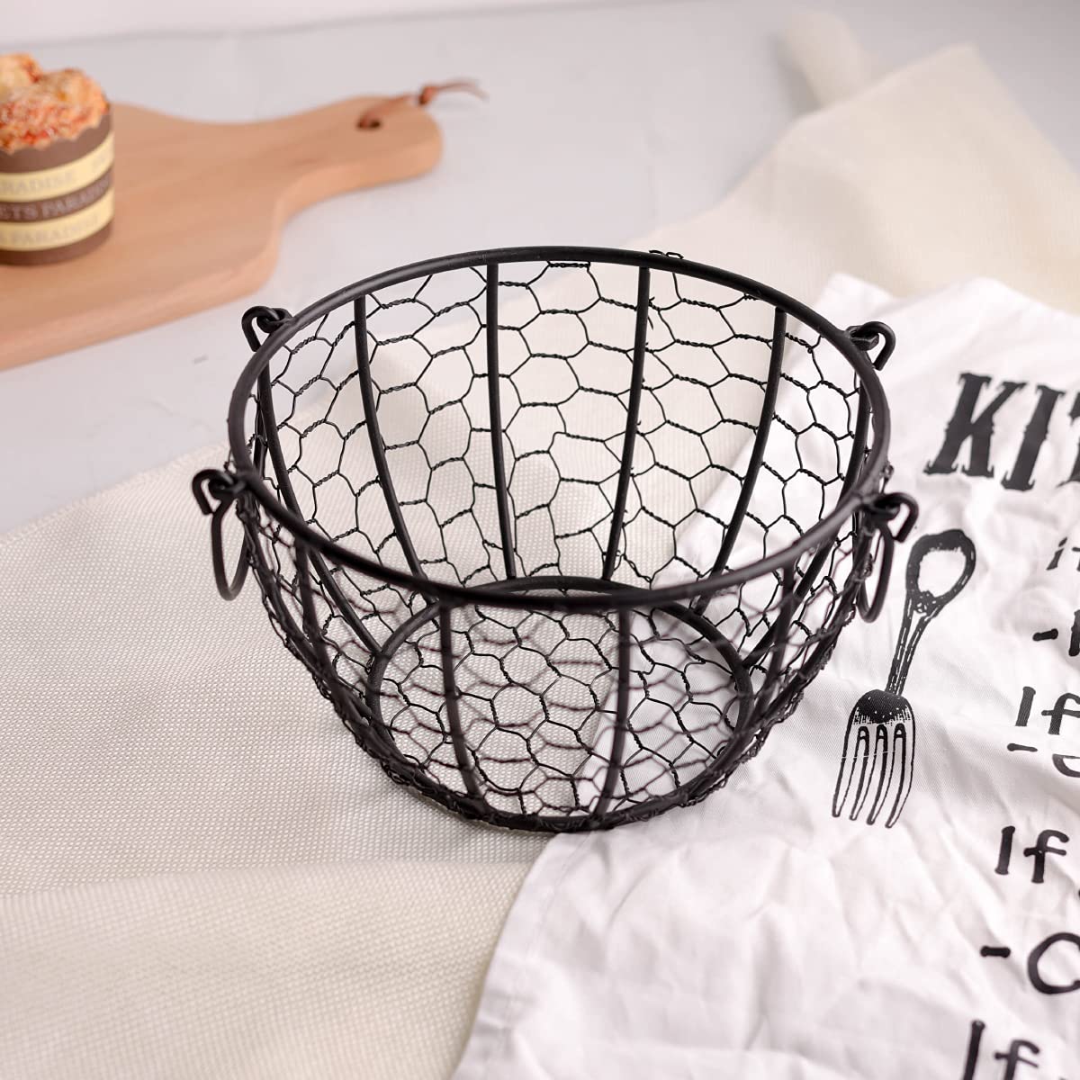 Farmhouse Style Egg Storage Basket - Rustic Decorative Kitchen Storage Baskets for Eggs, Fruits & Vegetables | Perfect for Farmhouse, Country Kitchen & Pantry Organization