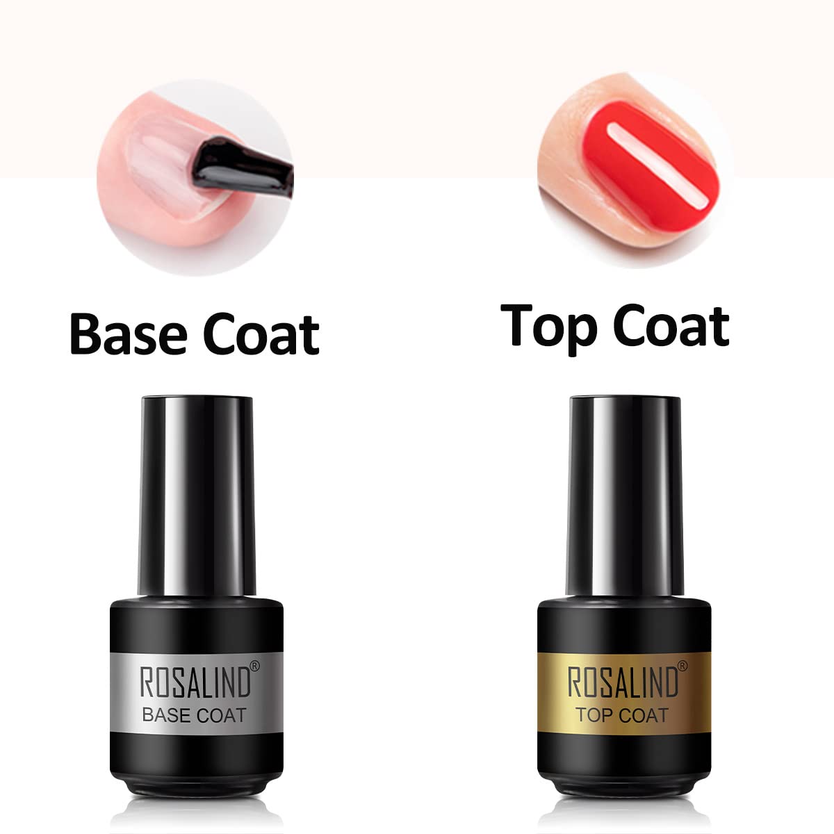 ROSALIND 6 Colors Semi-Permanent Nail Polish Kit - White, Black, Gray UV Gel Polish with Base Coat & Top Coat for Salon & Home Manicure | Perfect for Nail Art, French Tips & DIY Nail Designs