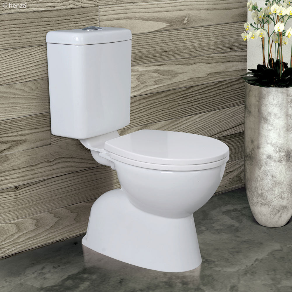 Fienza K001 Concealed S Trap Stella Adjustable Link Toilet Suite - 140-255mm Pan, White - Perfect for Modern Bathroom Renovations & Space-Saving Designs
