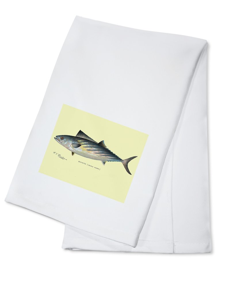 Premium Bonito Fish Print Tea Towel - 100% Cotton Decorative Hand Towel for Kitchen & Home Decor - Perfect for Cooking, Baking, Dish Drying & Gift Giving