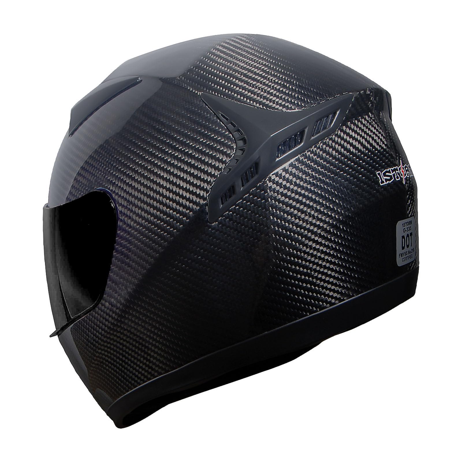 Genuine Carbon Fiber Motorcycle Helmet - Lightweight 3.2lb Full Face Street Bike Helmet HG335 (Black) | Perfect for Racing, Commuting & Road Safety