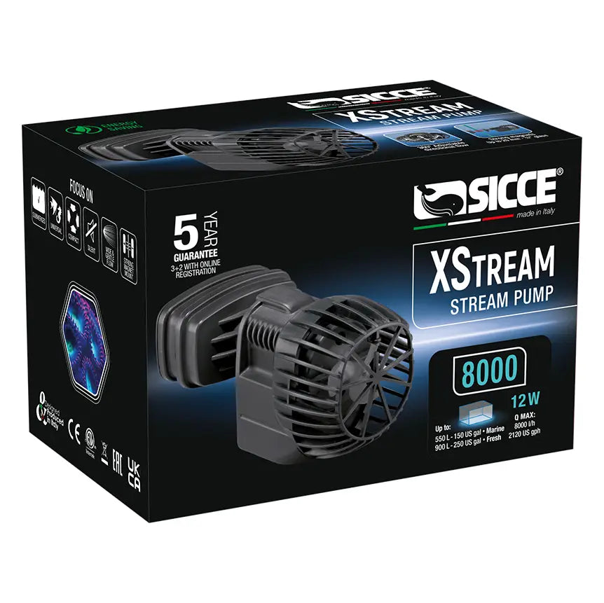 SICCE XStream Wave Pump Powerhead - 3500, 5000, 8000 GPH for Aquariums & Saltwater Tanks | High-Performance Water Circulation for Reef & Marine Life