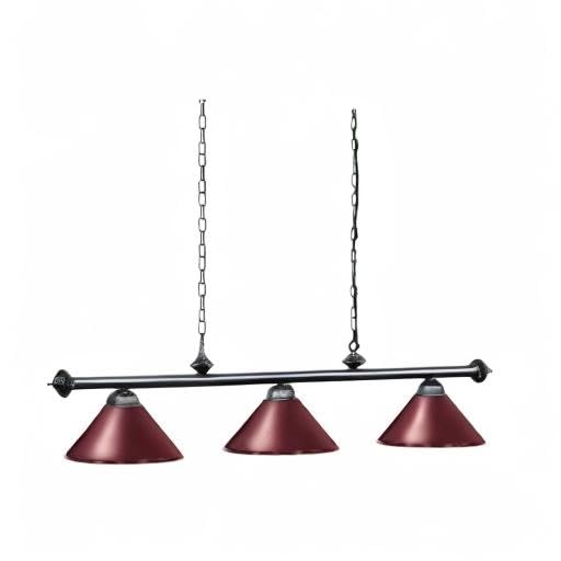 Premium 8'/9' Pool Table Light with 3 Metal Shades - Billiard Lamp for Man Cave & Game Room - Kitchen Island Lighting for Restaurants & Dining Rooms - Burgundy Finish, 59 Inch, 3 Lights - Perfect for Home Bars, Basements & Entertainment Spaces