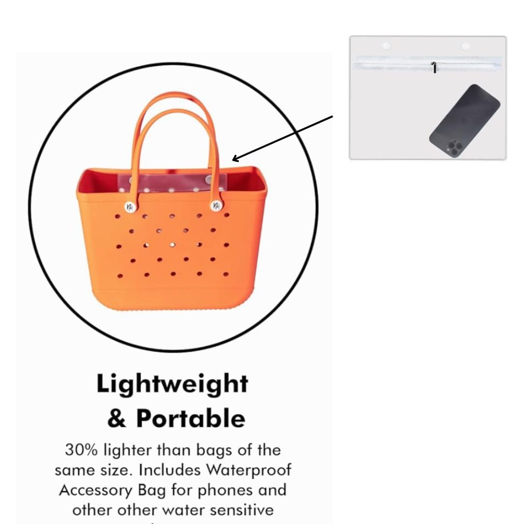 Waterproof Silicone Beach Tote Bag with Inner Waterproof Sleeve - Large Capacity Pool Bag for Swimming, Travel, Outdoor Activities, Grocery Shopping & Gym - Perfect for Beach Days, Vacation & Workout Essentials