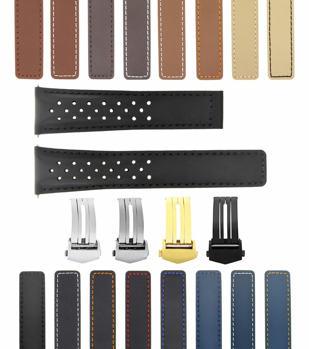 PERFORATED 19mm 20mm 22mm Genuine Leather Watch Band Strap Replacement for TAG Heuer Carrera Calibre - Durable & Comfortable Wristband for Business, Casual & Dress Occasions