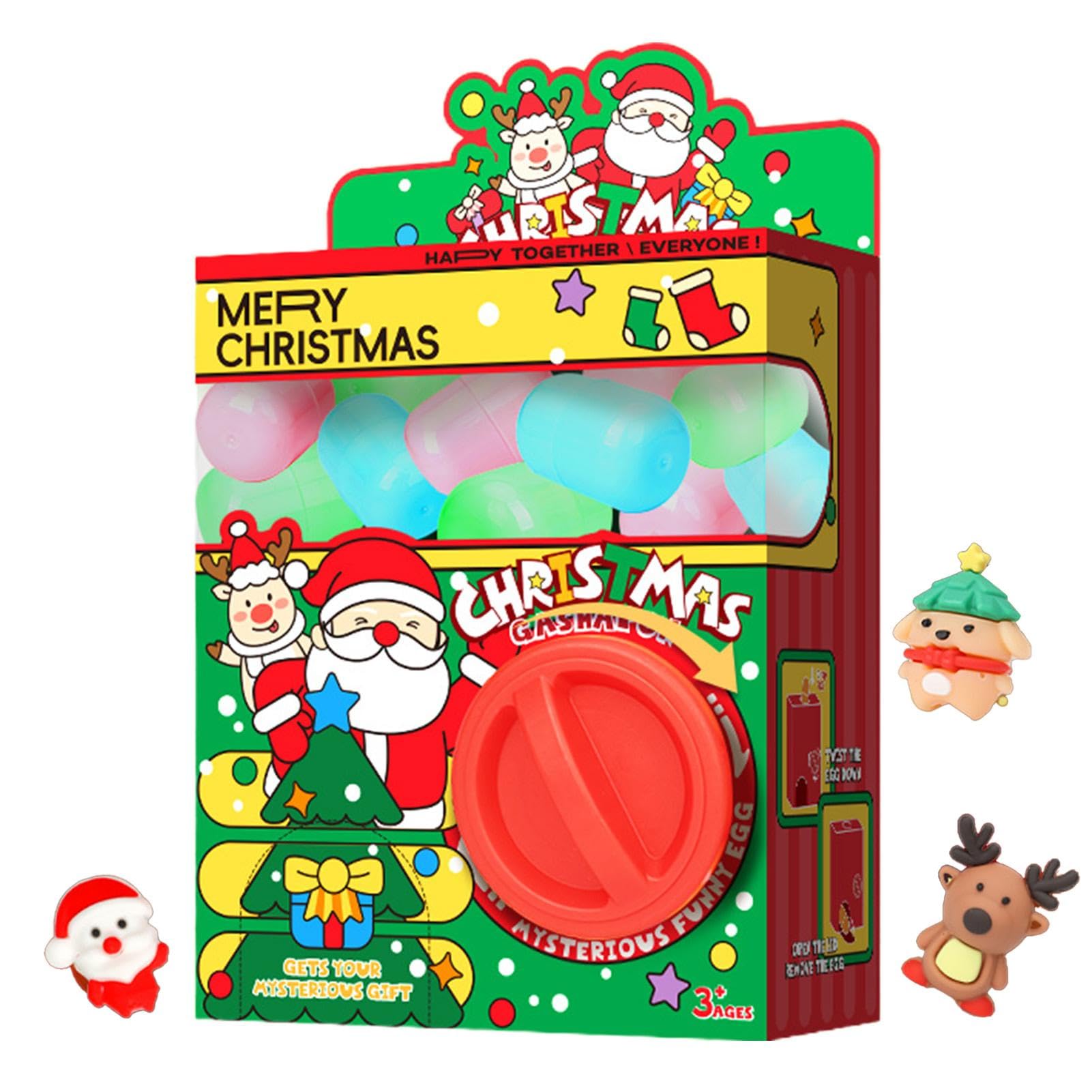Huayeex Mini Gashapon Toy Claw Machine - Christmas Candy Dispenser with 6 Prize Eggs | Fun Arcade-Style Game for Kids Birthday Parties, Carnival Prizes & Family Entertainment