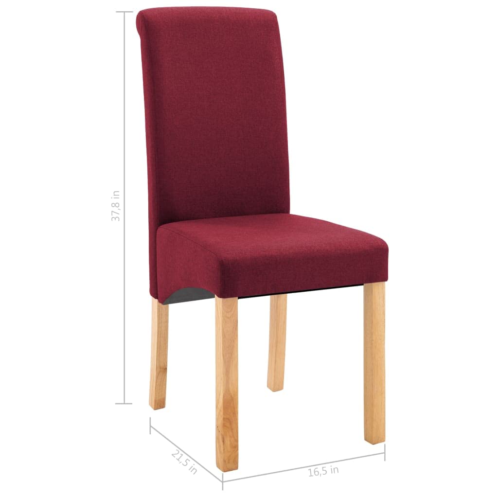 SKM Modern Dining Chairs Set of 2 - Red Fabric Upholstered Kitchen Chairs with Sturdy Metal Legs - Perfect for Dining Room, Kitchen, Breakfast Nook & Small Spaces