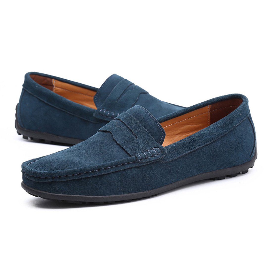 Stylish Men's Suede Leather Penny Loafers - Comfortable Slip-On Driving Moccasins & Boat Shoes for Casual Wear, Office, and Outdoor Activities