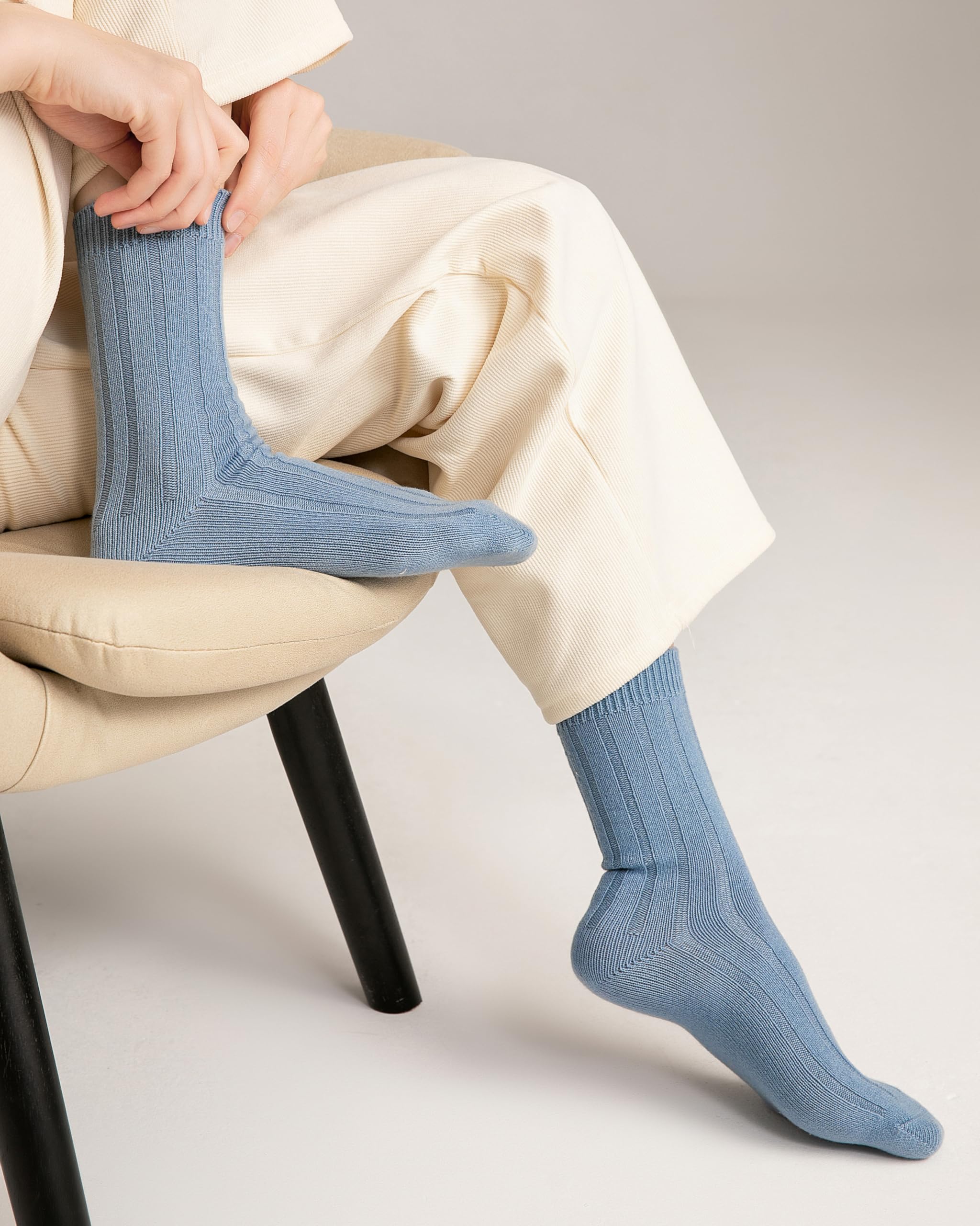 State Cashmere Unisex Ribbed Socks - 100% Pure Cashmere Super Soft Winter Warm Socks for Men & Women | Perfect for Bedtime, Lounge & Cold Weather Comfort