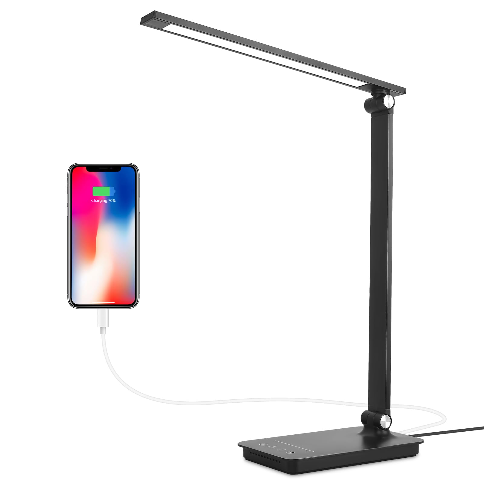 Semlos LED Desk Lamp with USB Charging Port - 25 Lighting Modes & Touch Control - 30/60 Min Auto Off Timer - Eye-Caring Night Light for Study, Reading & Home Office - Perfect for Bedside, Workspace & Dorm Room Lighting