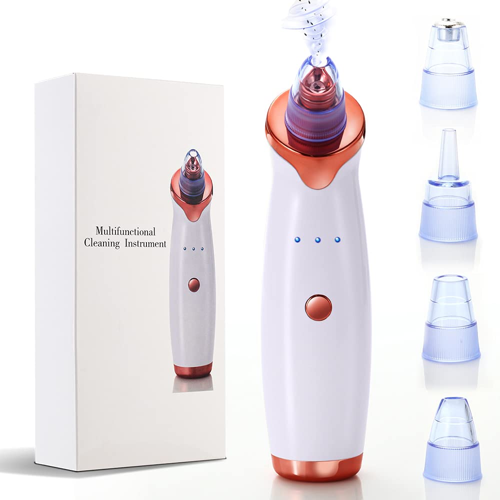 USB Rechargeable Blackhead Remover Vacuum - Electric Pore Cleaner with 5 Attachments for Acne, Comedones & Whiteheads | Facial Cleansing Kit for Women & Men | Perfect for Daily Skincare & Spa Treatments