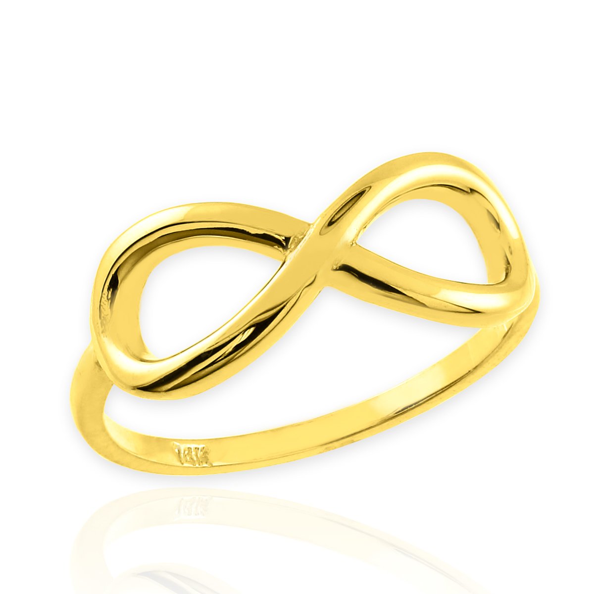 10K Yellow Gold Infinity Ring - Elegant Polished Finish Wedding Band for Women, Perfect for Anniversary, Engagement, and Everyday Wear