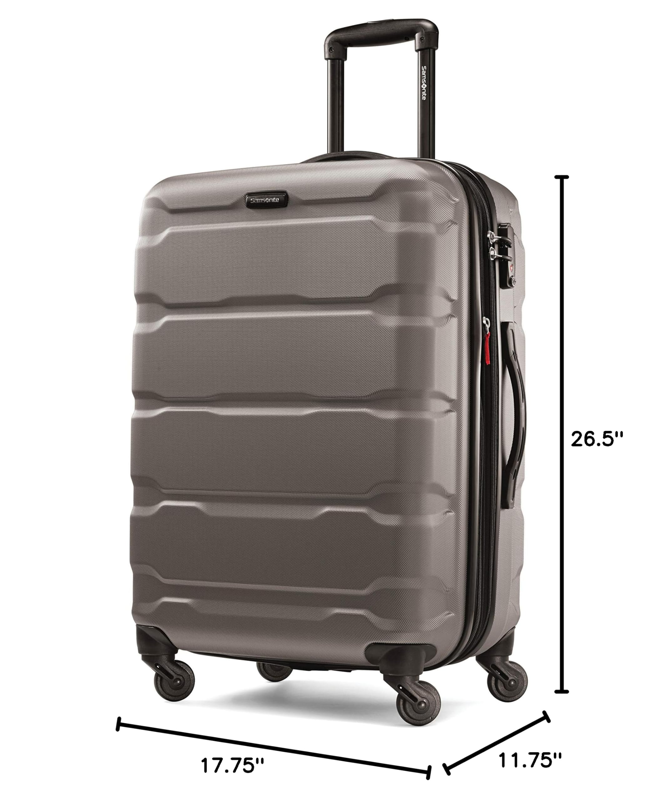 Samsonite Omni PC Hardside Expandable Luggage with 360° Spinner Wheels, Silver, 24-Inch Checked-Medium Suitcase - Perfect for Air Travel, Business Trips & Family Vacations