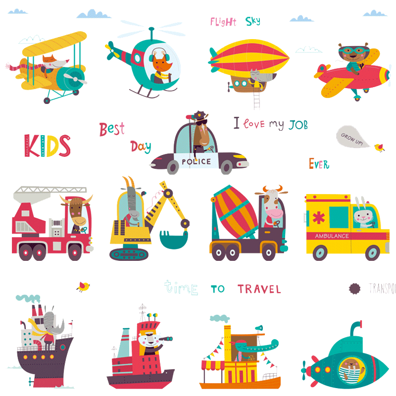Car Themed Wall Stickers - Decorative Vinyl Decals for Kids Room, Nursery & Office | Perfect for Boys Bedroom, Playroom & Classroom Decor