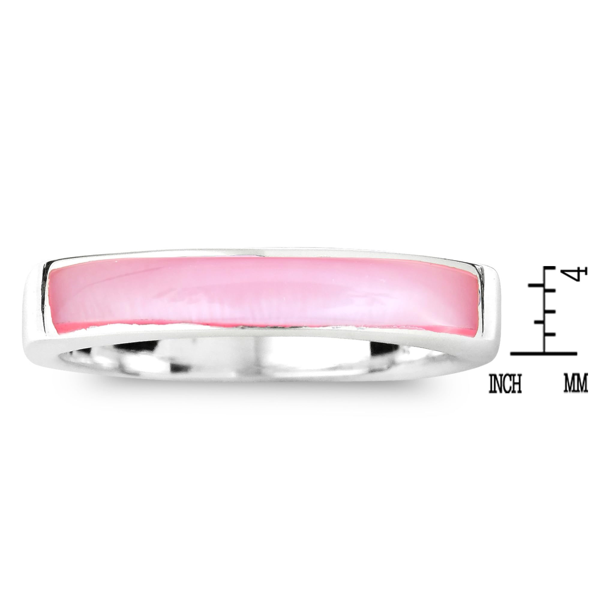 AeraVida .925 Sterling Silver Ring for Women - Pink Mother of Pearl Inlay Rectangular Bar Ring | Classic Wedding Band, Everyday Casual Jewelry | Comfort Fit Sizes 6-10 | Perfect Gift for Daughter, Wife, Mom | Ideal for Anniversaries, Birthdays & Special Occasions