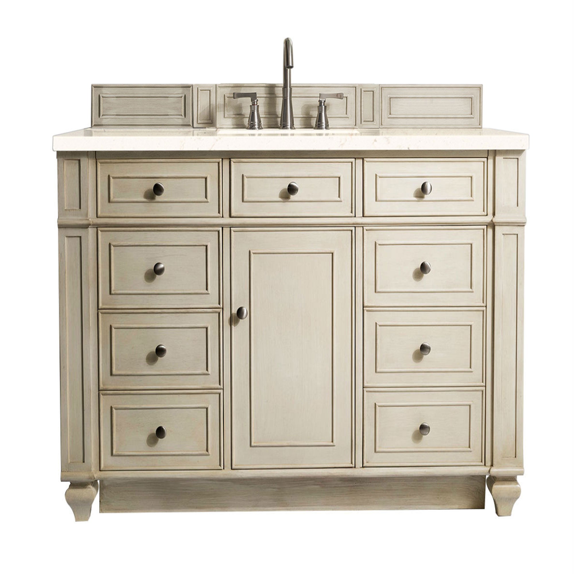 Bristol 48 Inch Single Bathroom Vanity Set with 3CM Eternal Marfil Quartz Countertop in Vintage Vanilla - Perfect for Modern Farmhouse, Coastal, or Traditional Bathroom Decor