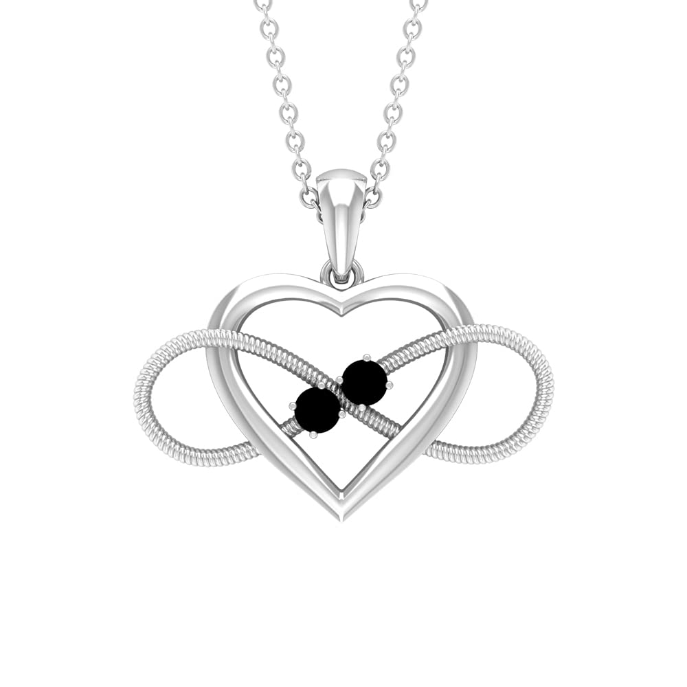 December Birthstone - 14K Solid Gold Black Onyx Pendant for Women | Infinity Heart Design | Natural Black Onyx Jewelry | Perfect Gift for Birthday, Anniversary & Valentine's Day