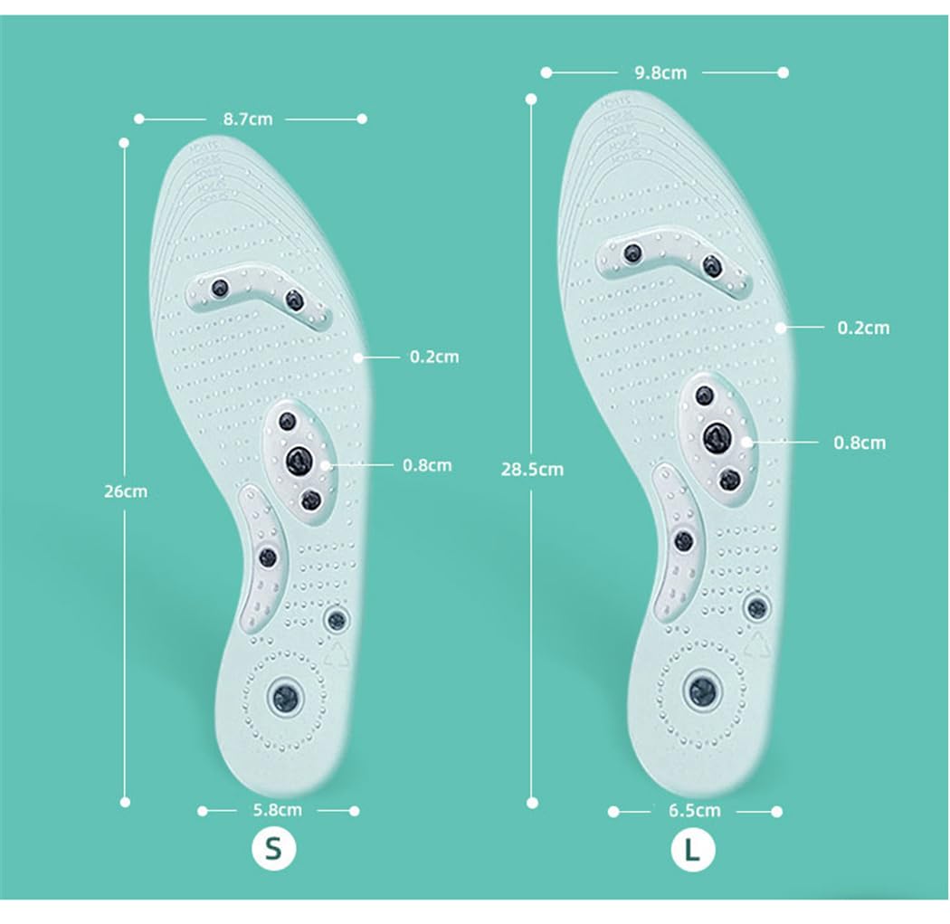 Magnetic Acupressure Insoles for Foot Pain Relief - 1 Pair Thin Reflexology Massage Inserts with Pressure Points for Men & Women (Large) - Ideal for Work, Running & Daily Comfort